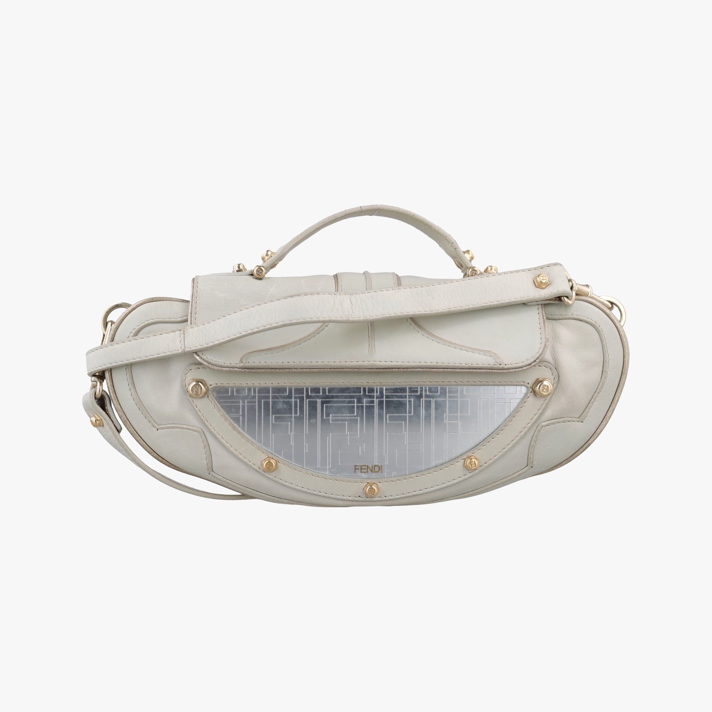 Vanity Mirrored Light Blue × Silver Leather × Plastic 8BN135 Lot number unknownバニティミラー ライトブルー×シルバー レザー×プラスチック 8BN135 製番不明