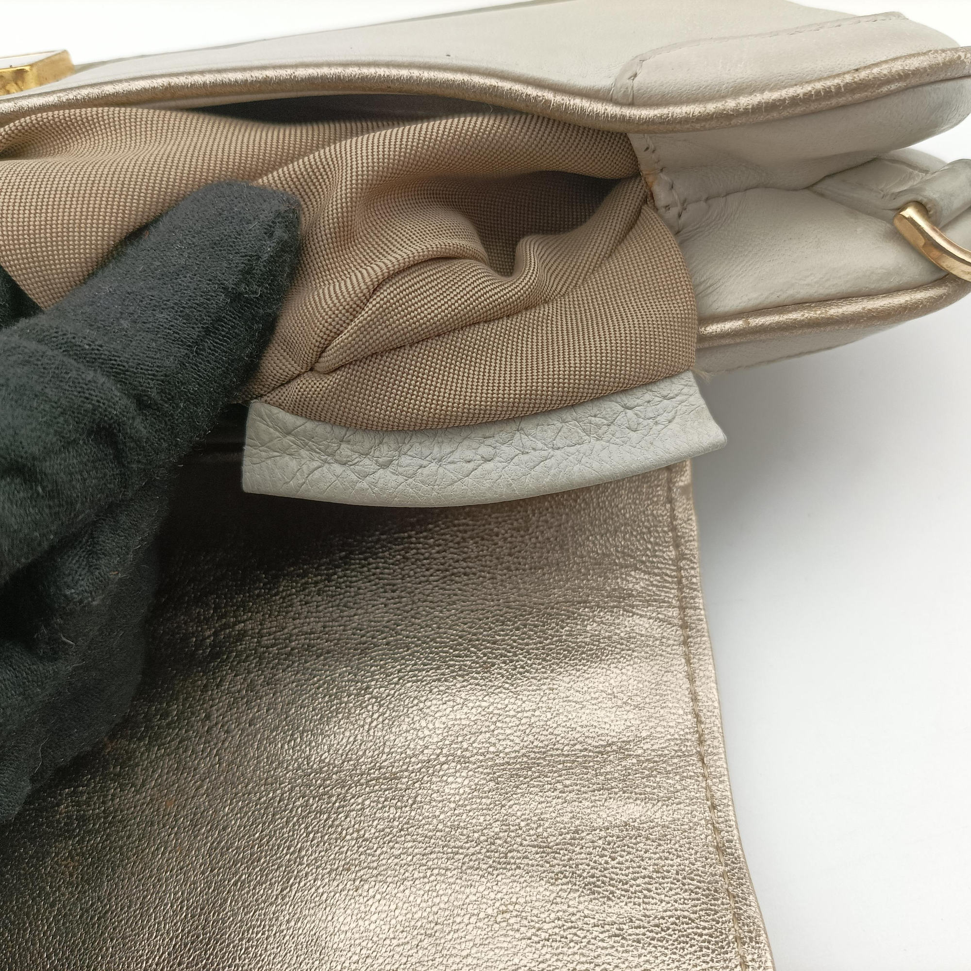 Vanity Mirrored Light Blue × Silver Leather × Plastic 8BN135 Lot number unknownバニティミラー ライトブルー×シルバー レザー×プラスチック 8BN135 製番不明