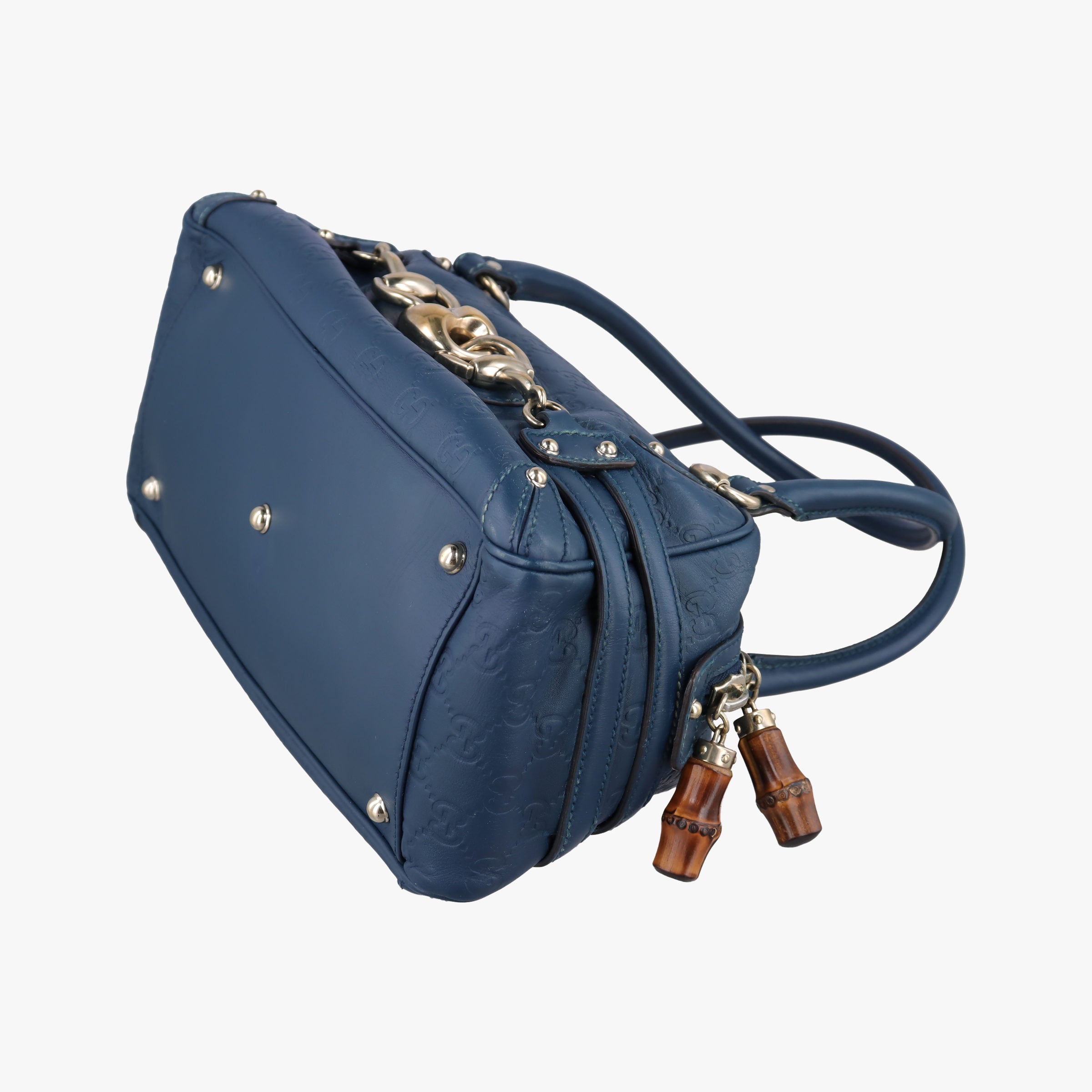 Horsebit Bamboo Wave Boston Blue Leather 159399 ホースビット バンブー ウェーブ ボストン ブルー レザー 159399
