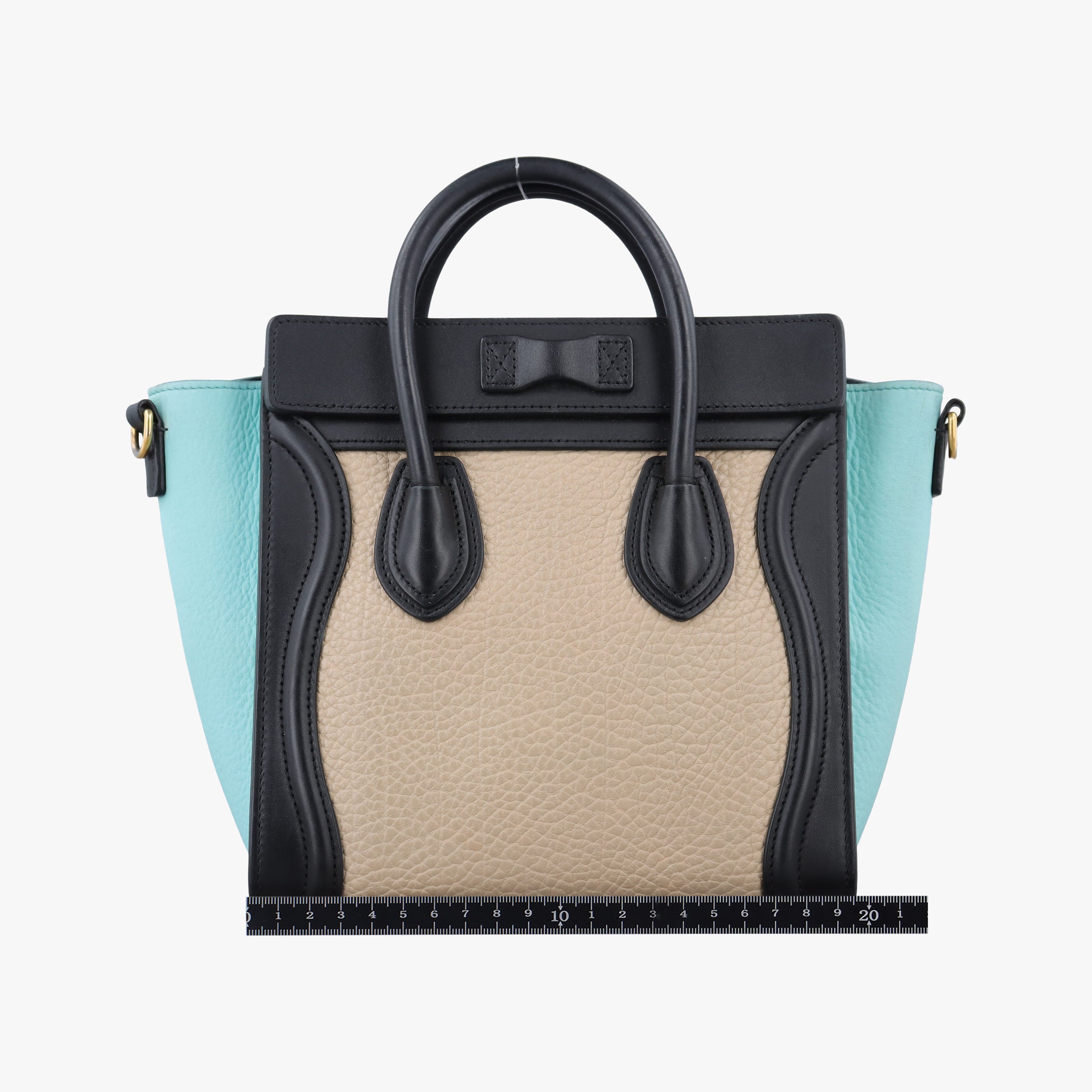 Luggage Micro shopper Beige×black×blue Leather W-CU-3105ラゲージマイクロショッパー ベージュ×ブラック×ブルー レザー W-CU-3105