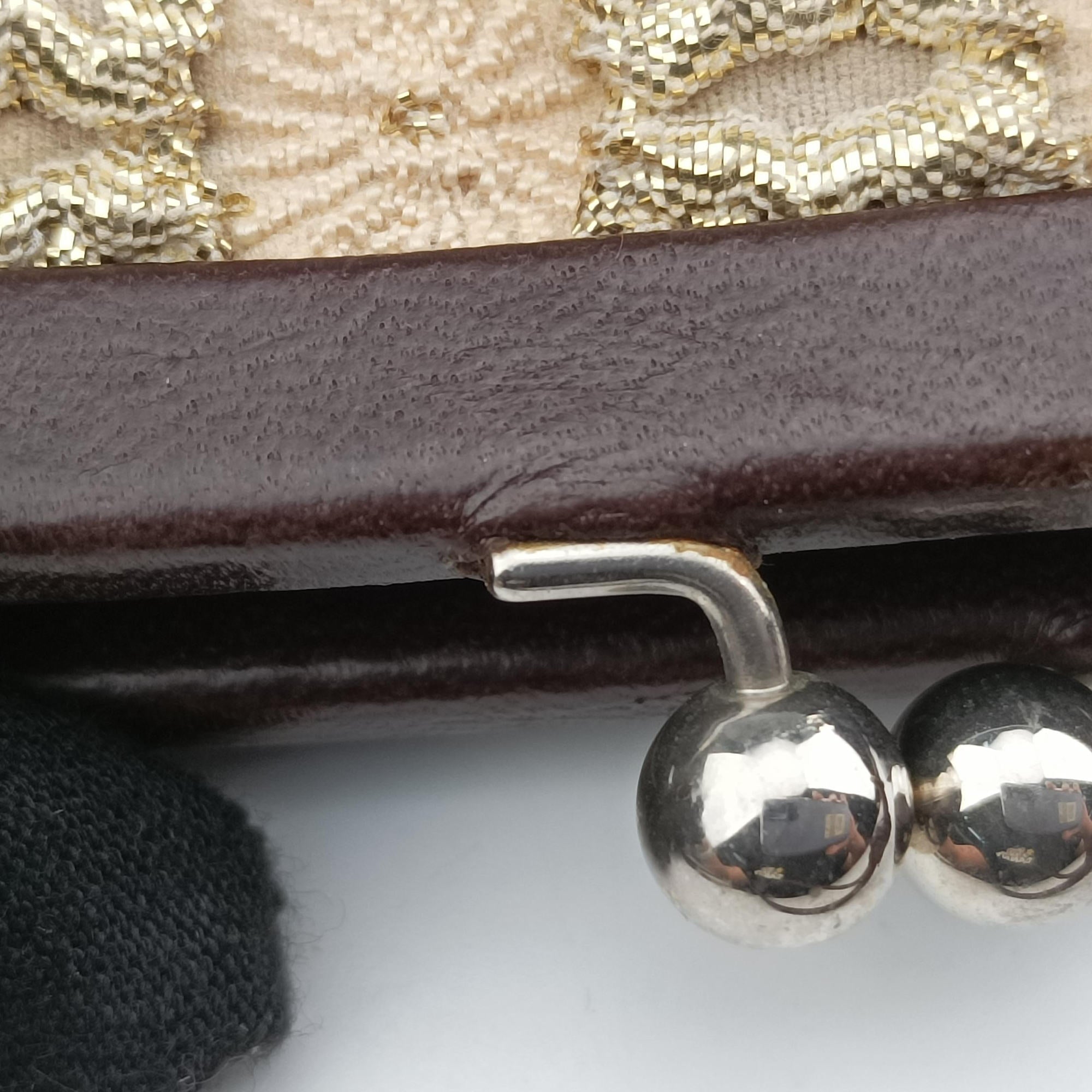 Kisslock BeigexBrown fabric 26キスロック ベージュxブラウン ファブリック BT0323 26
