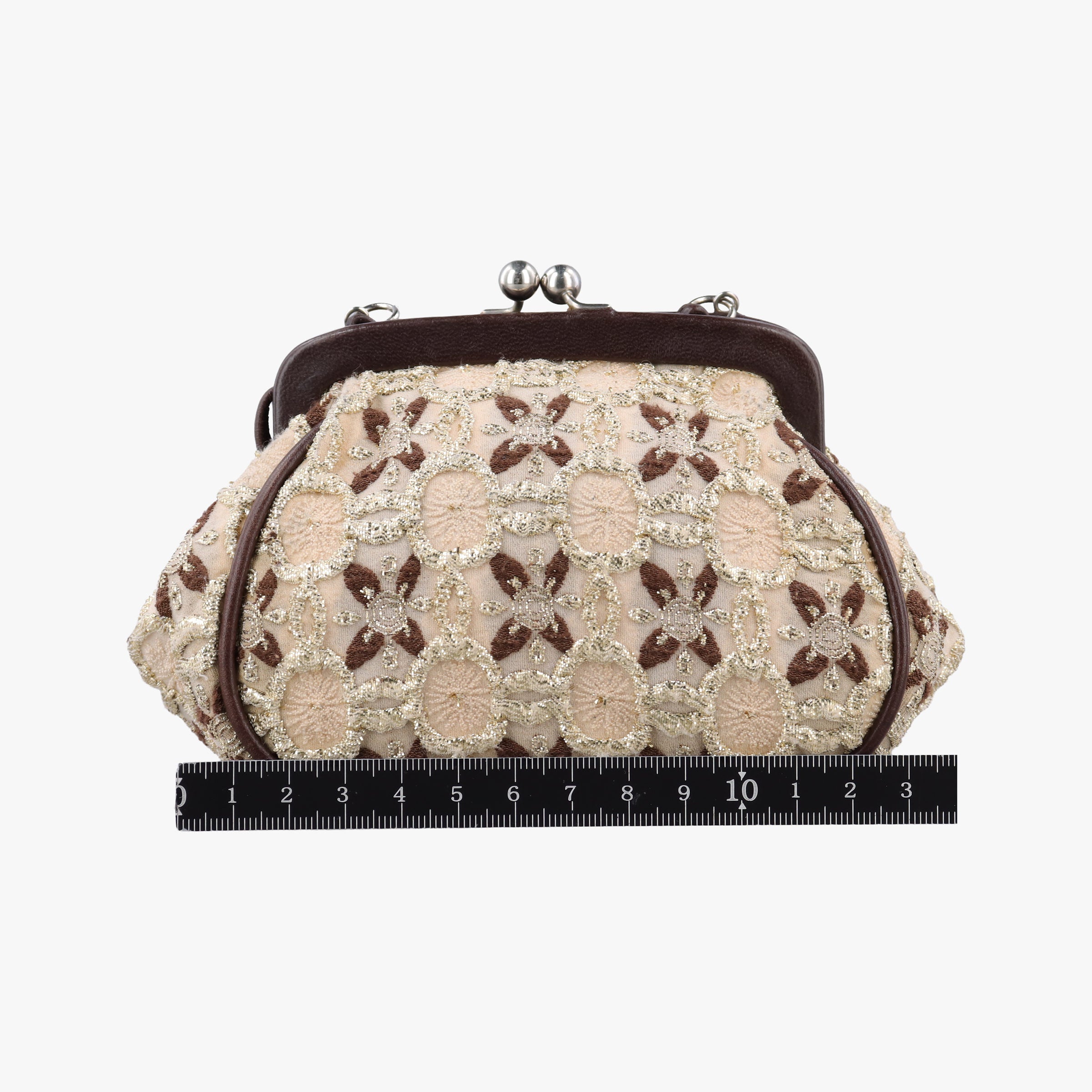 Kisslock BeigexBrown fabric 26キスロック ベージュxブラウン ファブリック BT0323 26