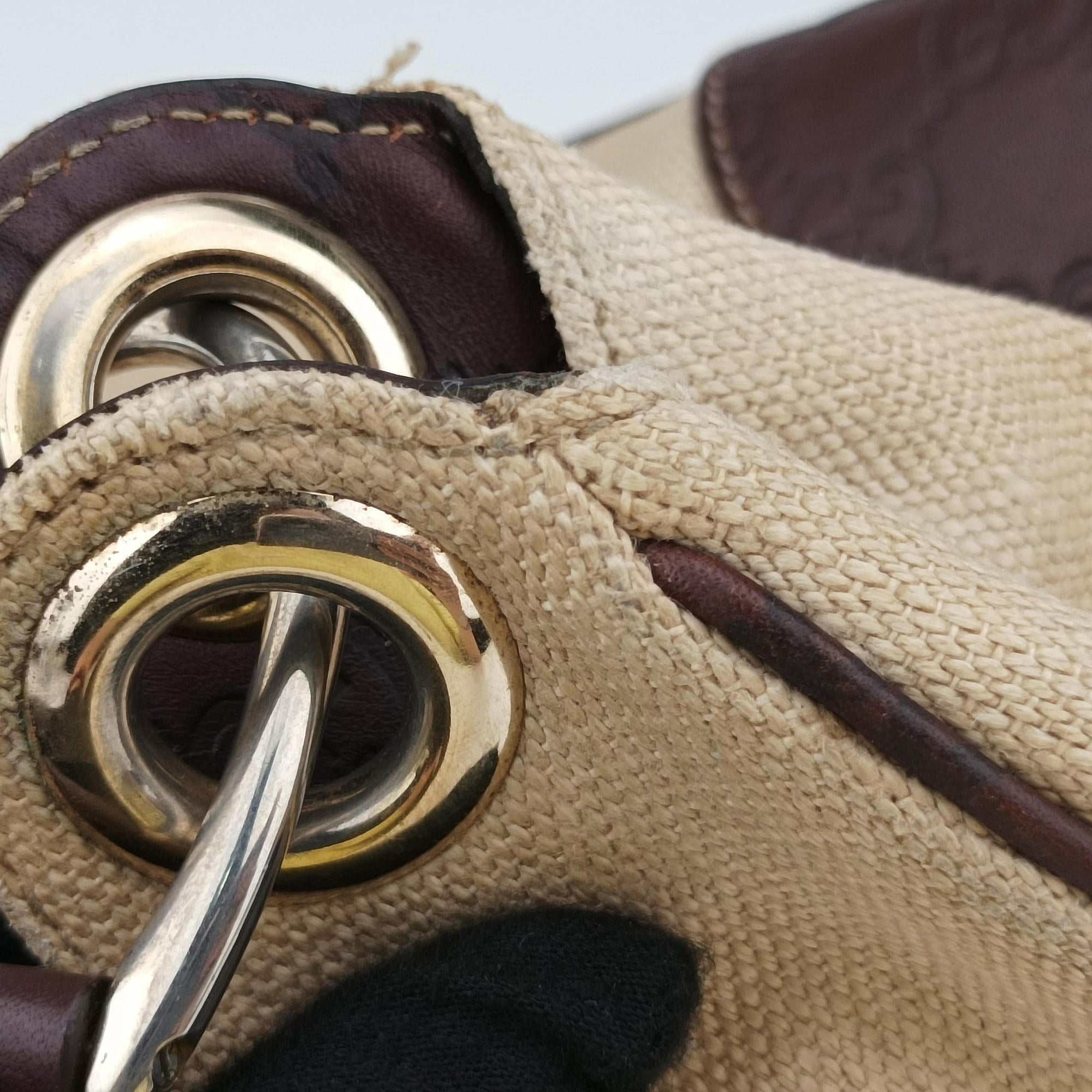 Guccissima Beige x brown Leather×Canvas 257265 F8510783グッチシマ ベージュ×ブラウン レザー×キャンバス 257265 F8510783