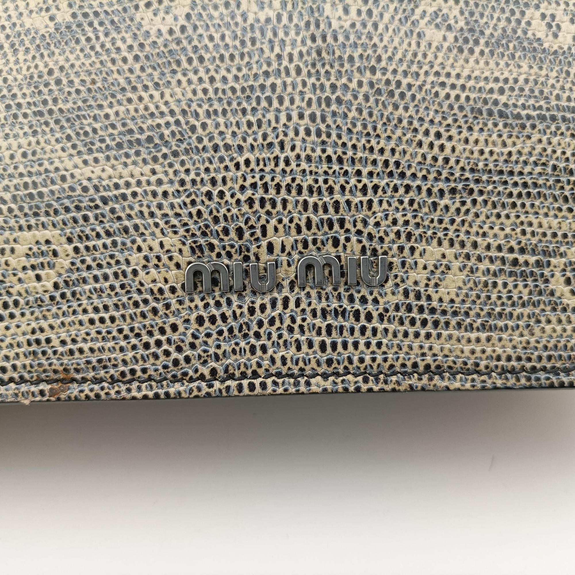 Miu Lady Beige Lizard Embossed Leather 5BA044 53ミュウ レディ ベージュ リザード型押しレザー 5BA044 53