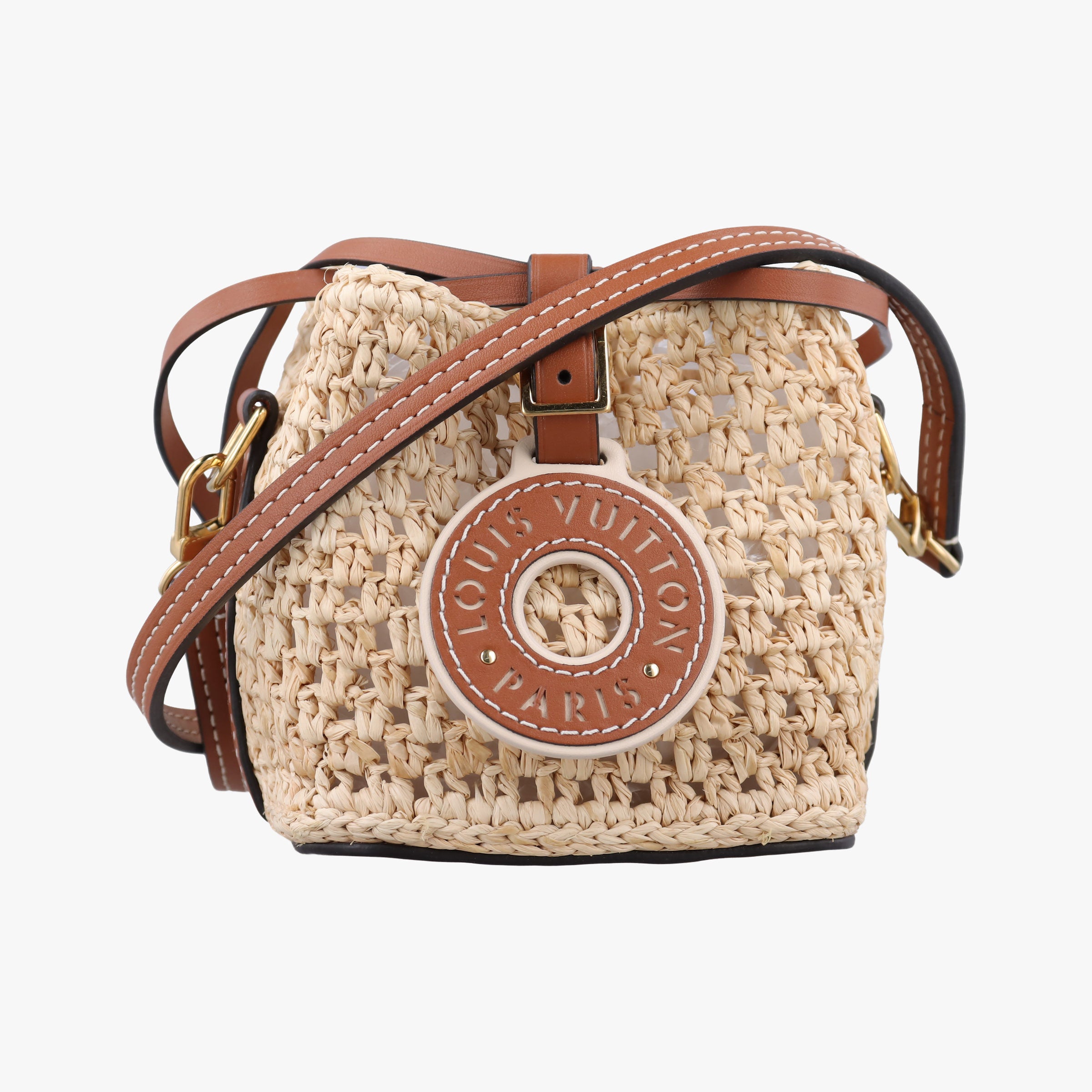 Noé Purse Beige x Brown natural raffia M83521 IC Chipノエ パース ベージュ×ブラウン ナチュラルラフィア M83521 ICチップ