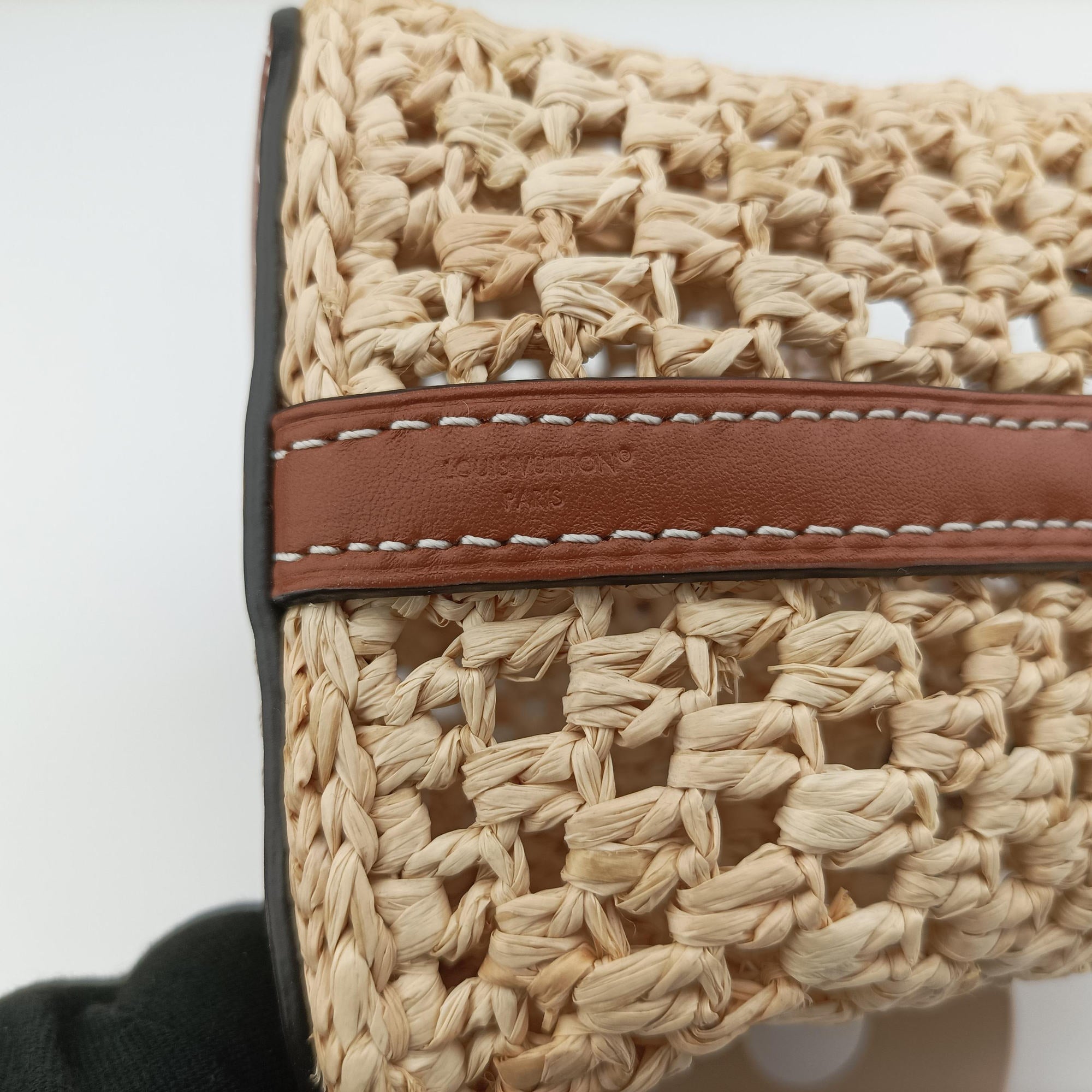 Noé Purse Beige x Brown natural raffia M83521 IC Chipノエ パース ベージュ×ブラウン ナチュラルラフィア M83521 ICチップ