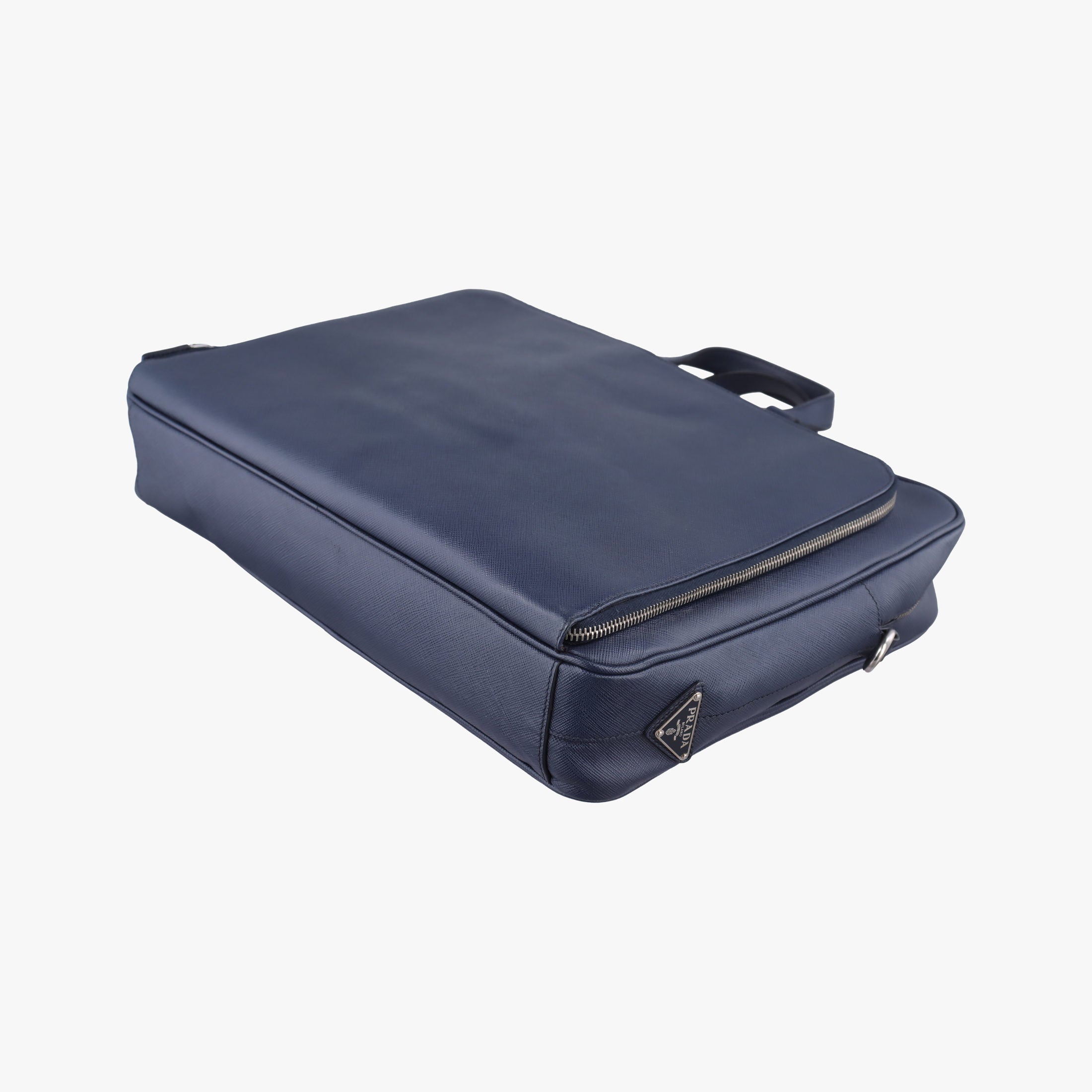 Triangle Logo Plate Navy Saffiano Leather 164 7/R三角 ロゴ プレート ブルーブラック サフィアーノレザー 164 7/R