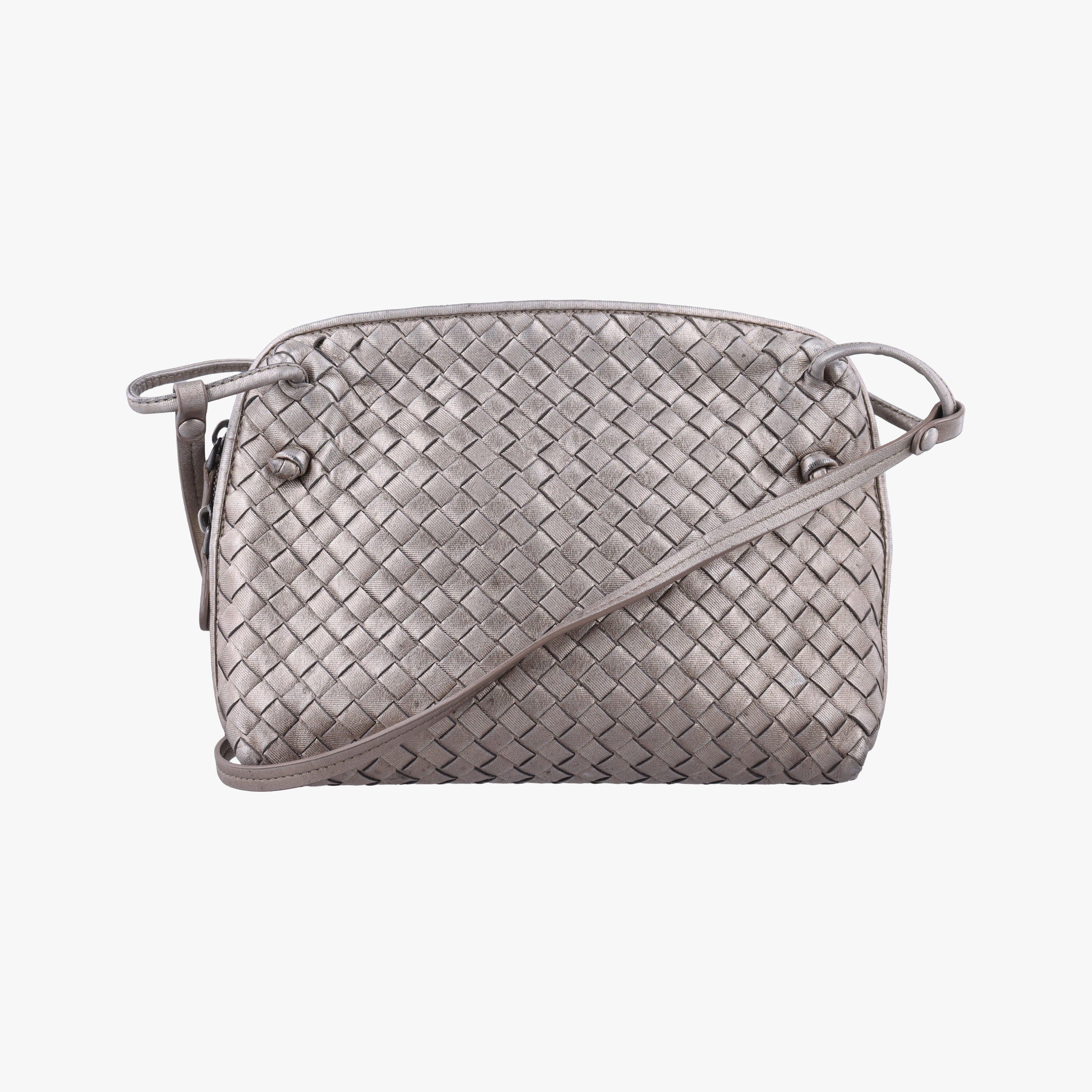 NODINI Intrecciato Silver Gray lambskin B06389674Zノディーニ イントレチャート シルバーグレー ラムスキン B06389674Z