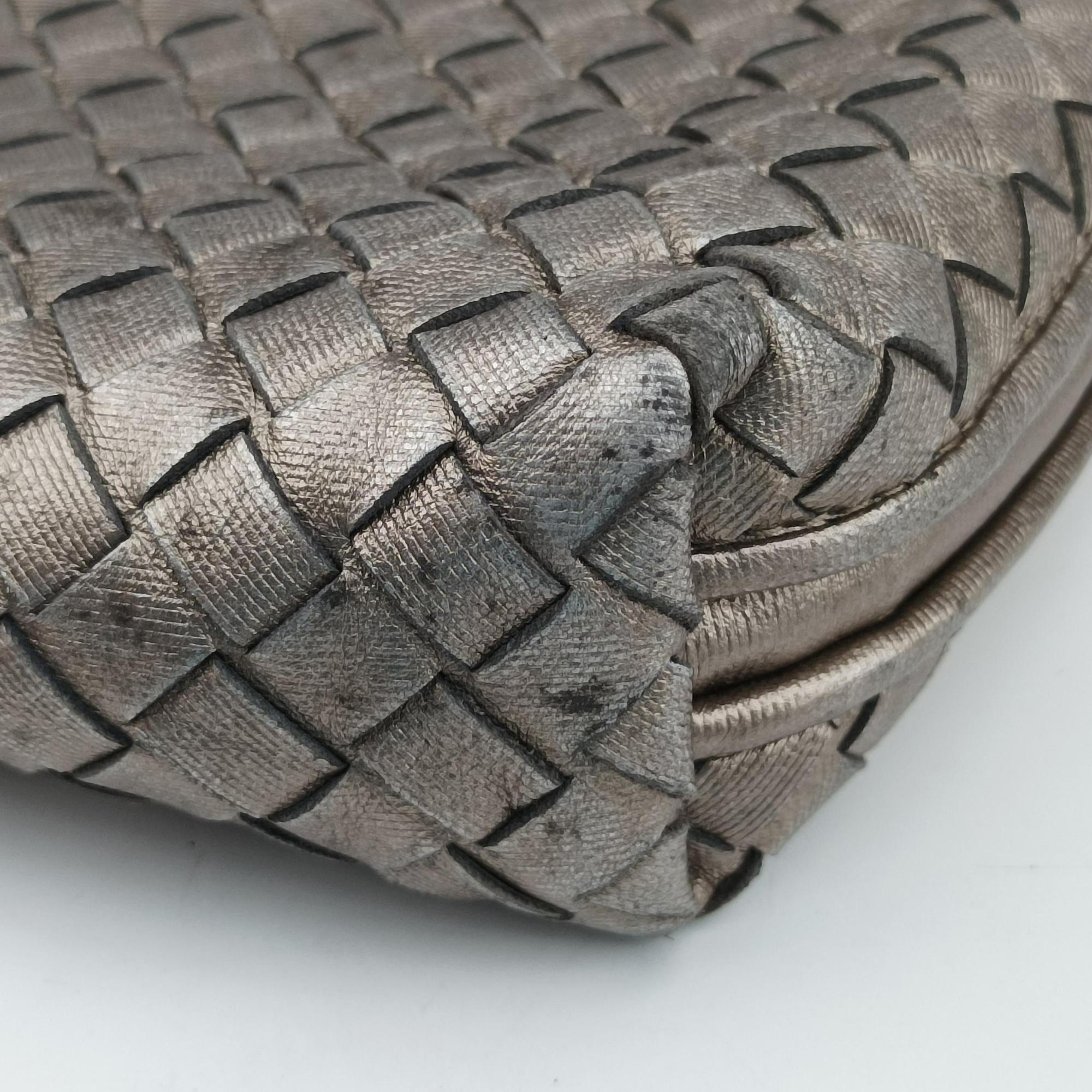 NODINI Intrecciato Silver Gray lambskin B06389674Zノディーニ イントレチャート シルバーグレー ラムスキン B06389674Z
