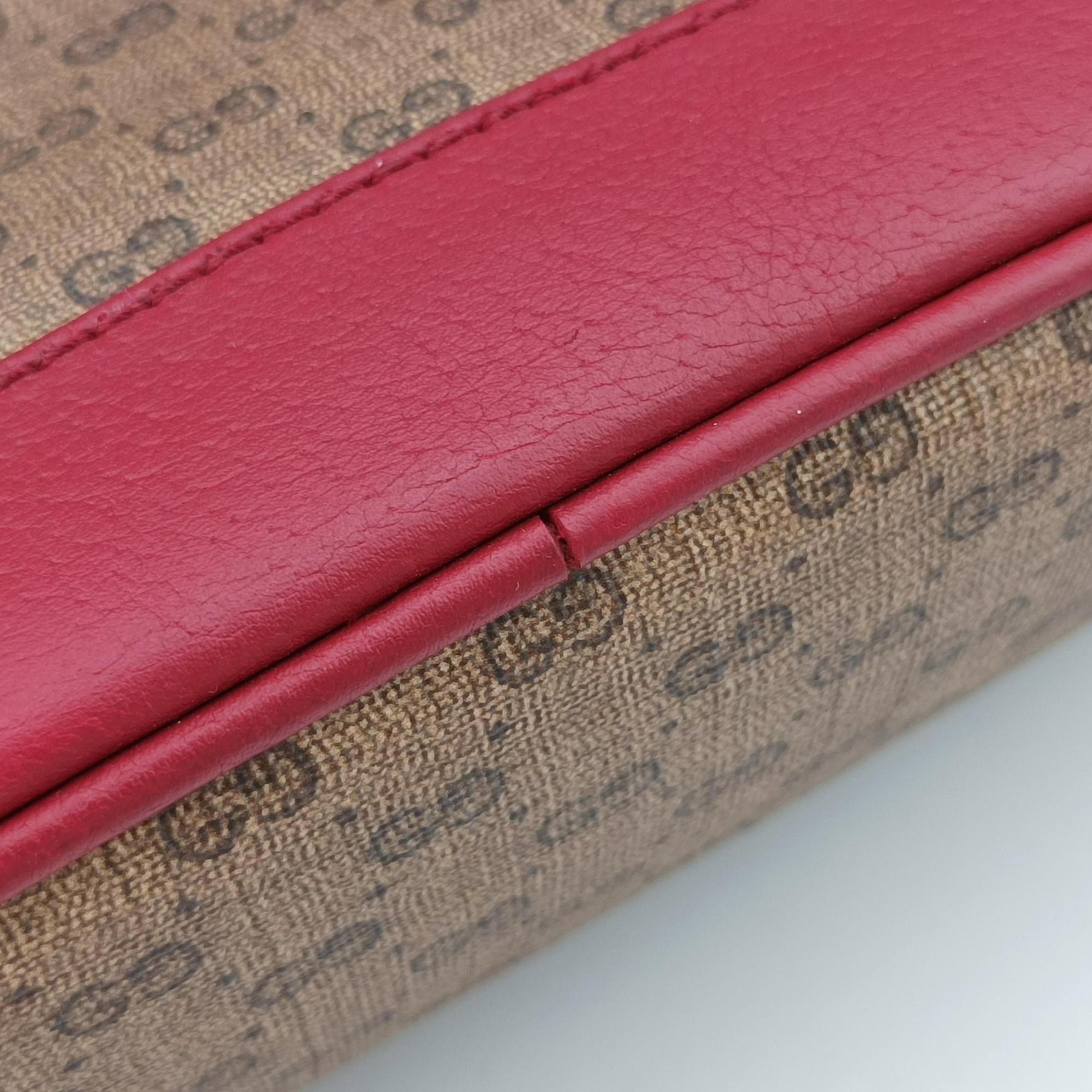 Doraemon collaboration Brown x red PVC coated canvas×Leather 655597 C034153879ドラえもんコラボ ブラウンxレッド PVCコーティングキャンバス×レザー 655597 C034153879