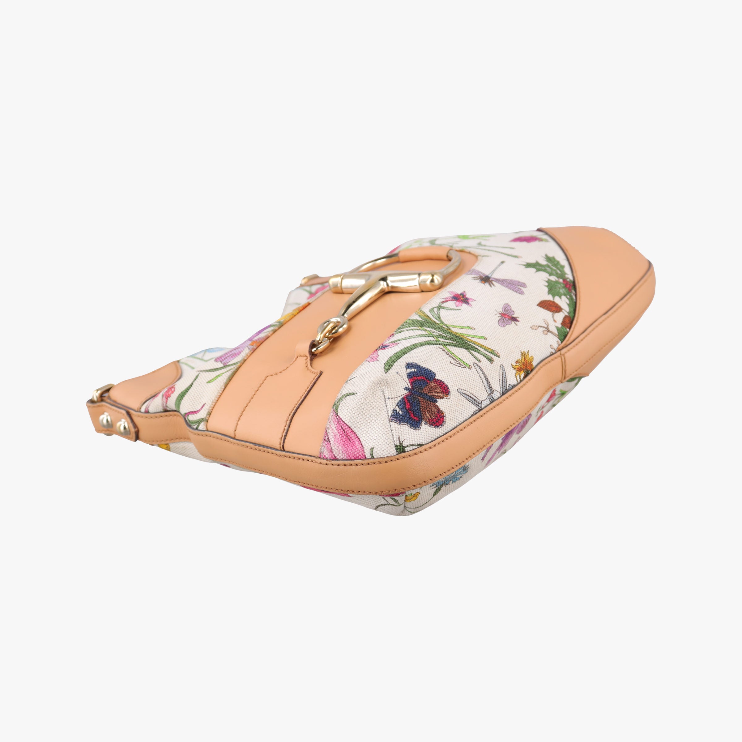 Horsebit Hobo Ivory×Pink×Multicolor canvas×leather 137388 ホースビット ホーボー アイボリー×ピンク×マルチカラー キャンバス×レザー 137388