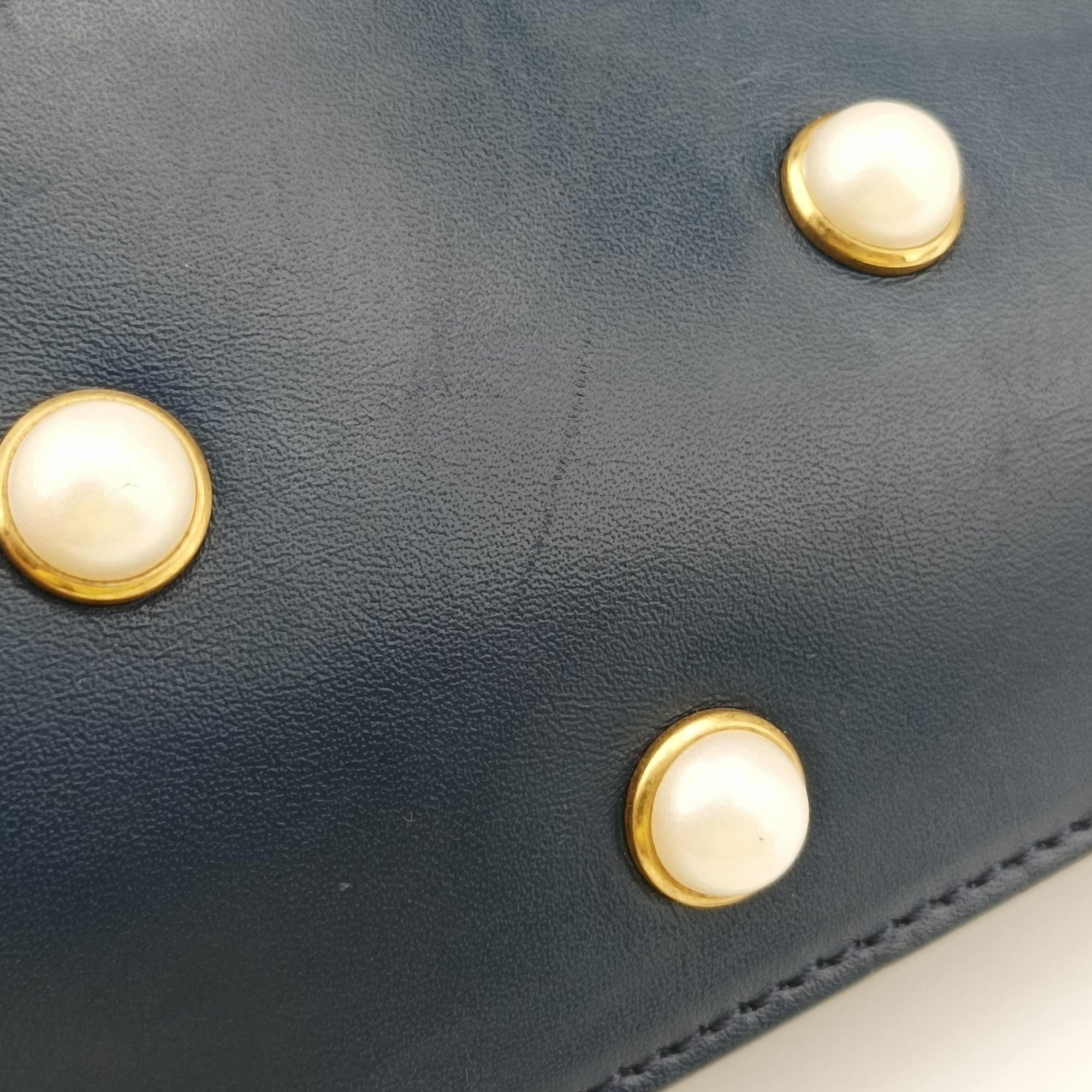 Queen Margaret Navy Leather 453778 F022216287クイーン マーガレット ネイビー レザー 453778 F022216287