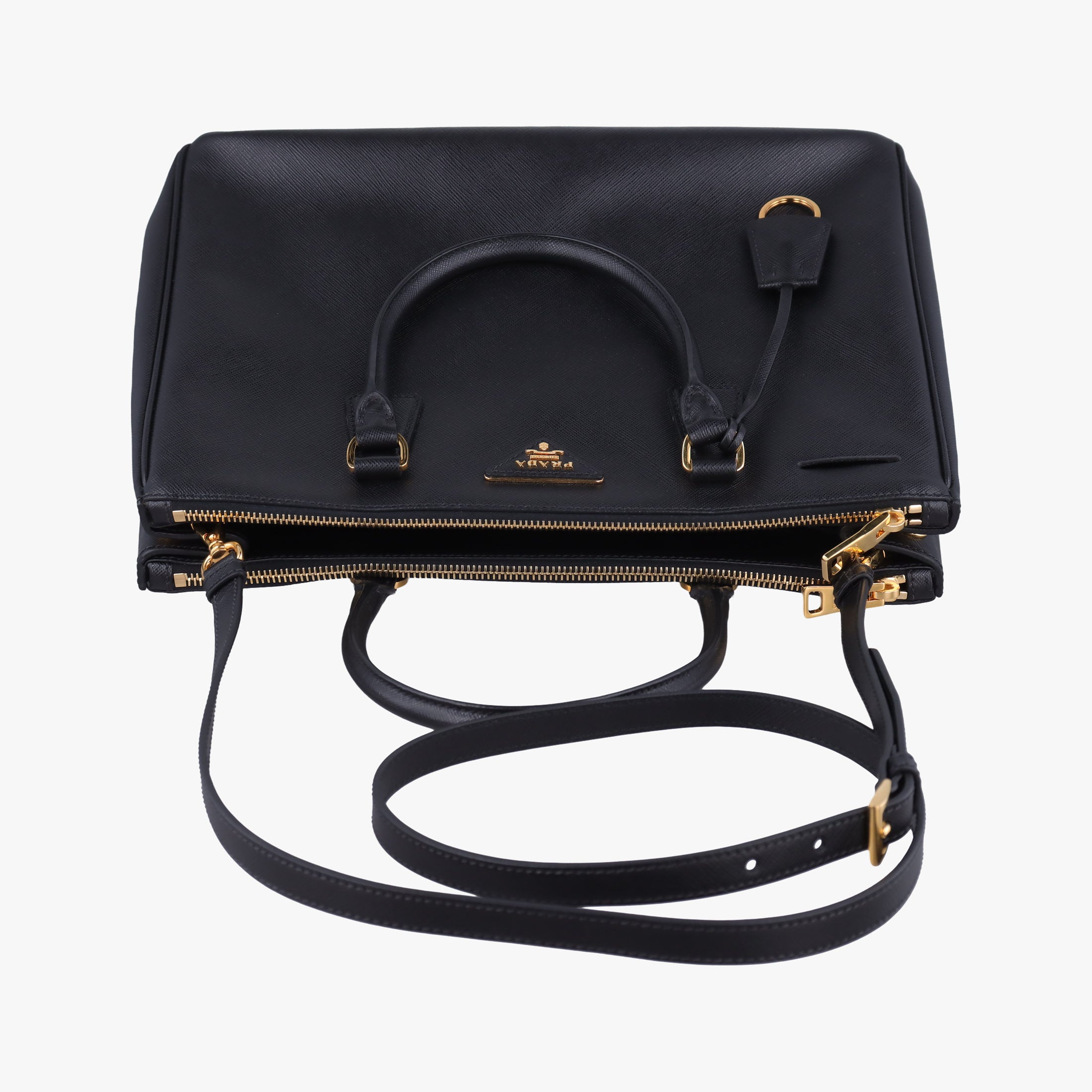 Galleria Black SAFFIANO Leather 1BA274 25ガレリア ブラック サフィアーノレザー 1BA274 25