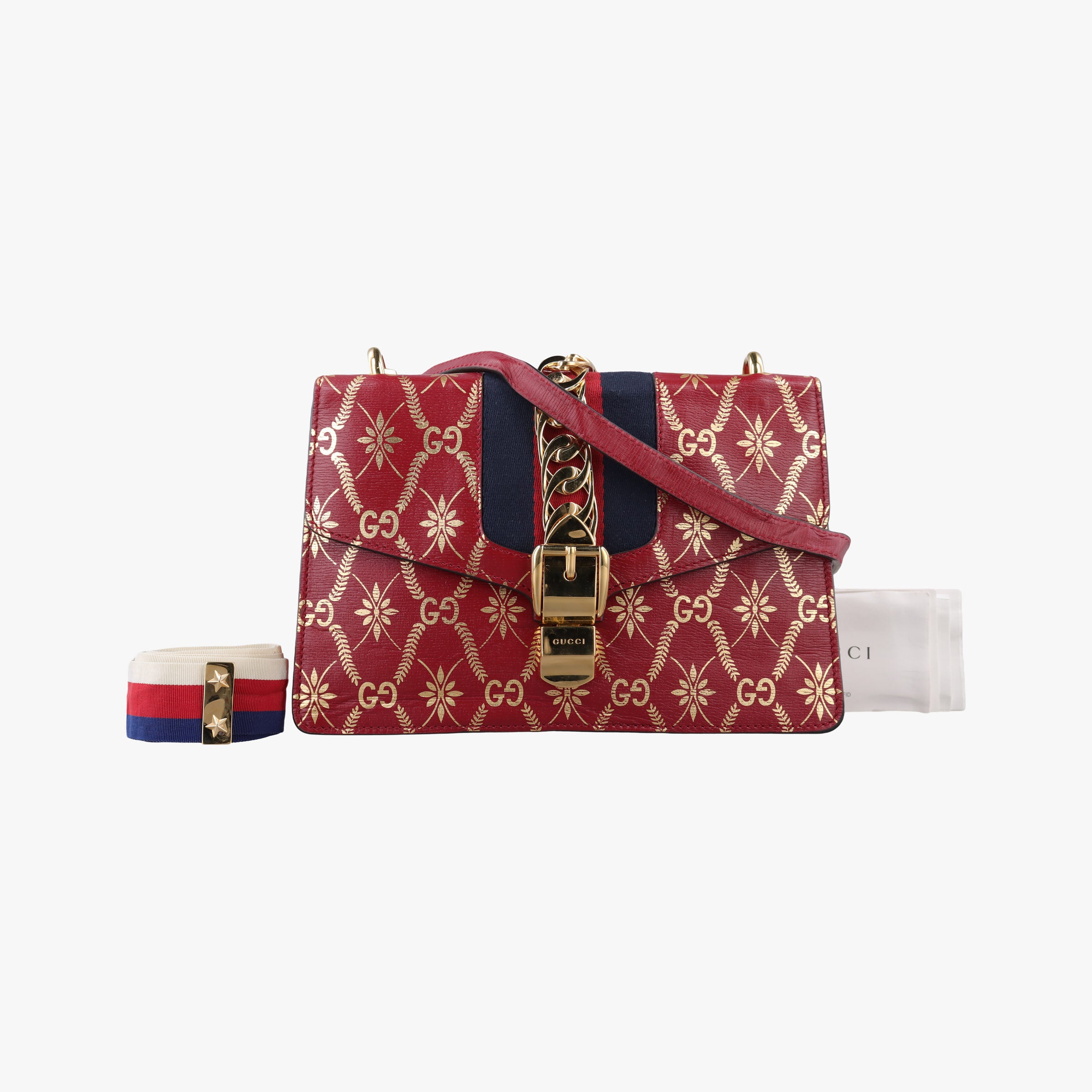 Sylvie red×Multicolour Leather 524405 E031296448シルヴィ レッド×マルチカラー レザー 524405 E031296448