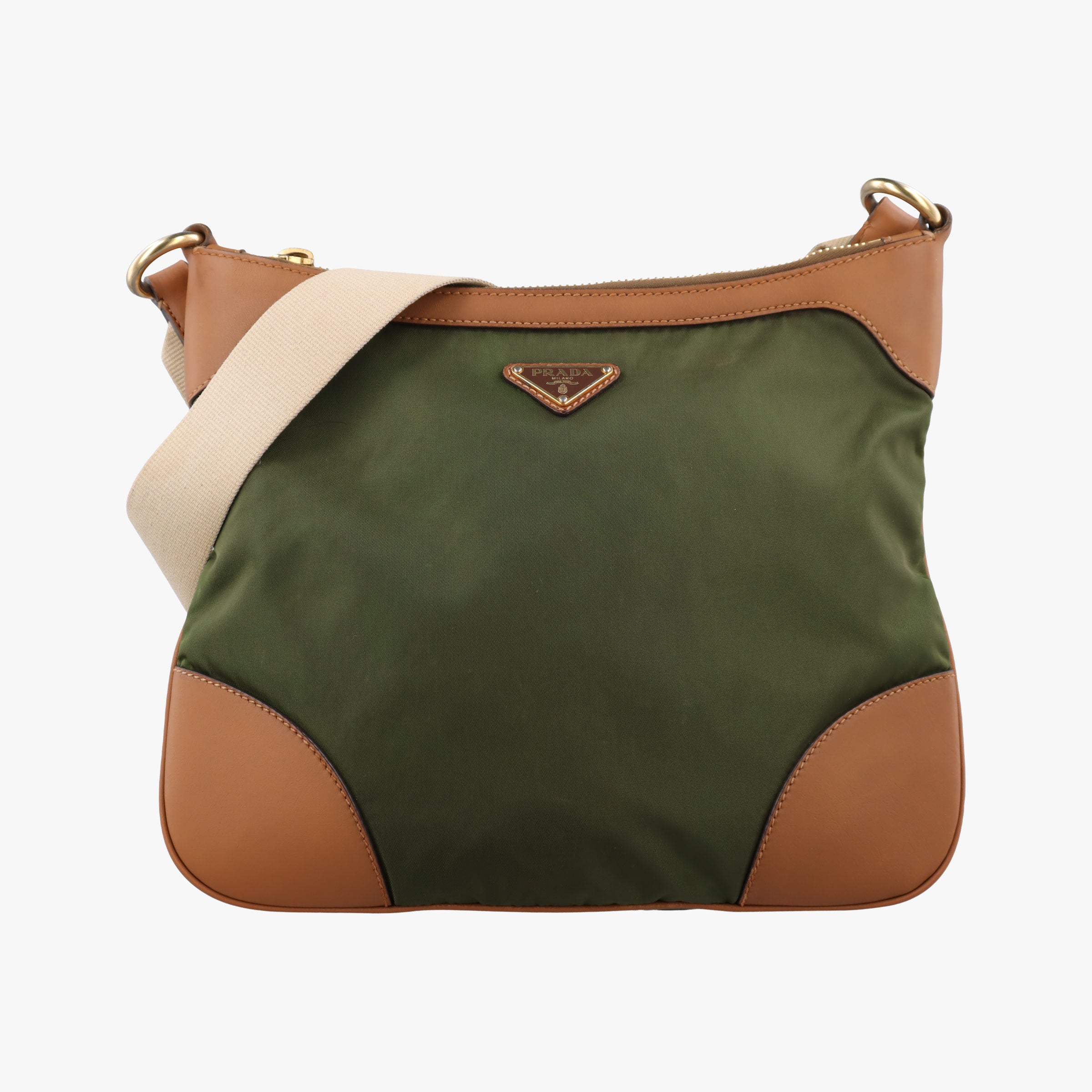 triangle logo Green x brown Nylon x leather 129トライアングルロゴ グリーン×ブラウン ナイロンxレザー 129