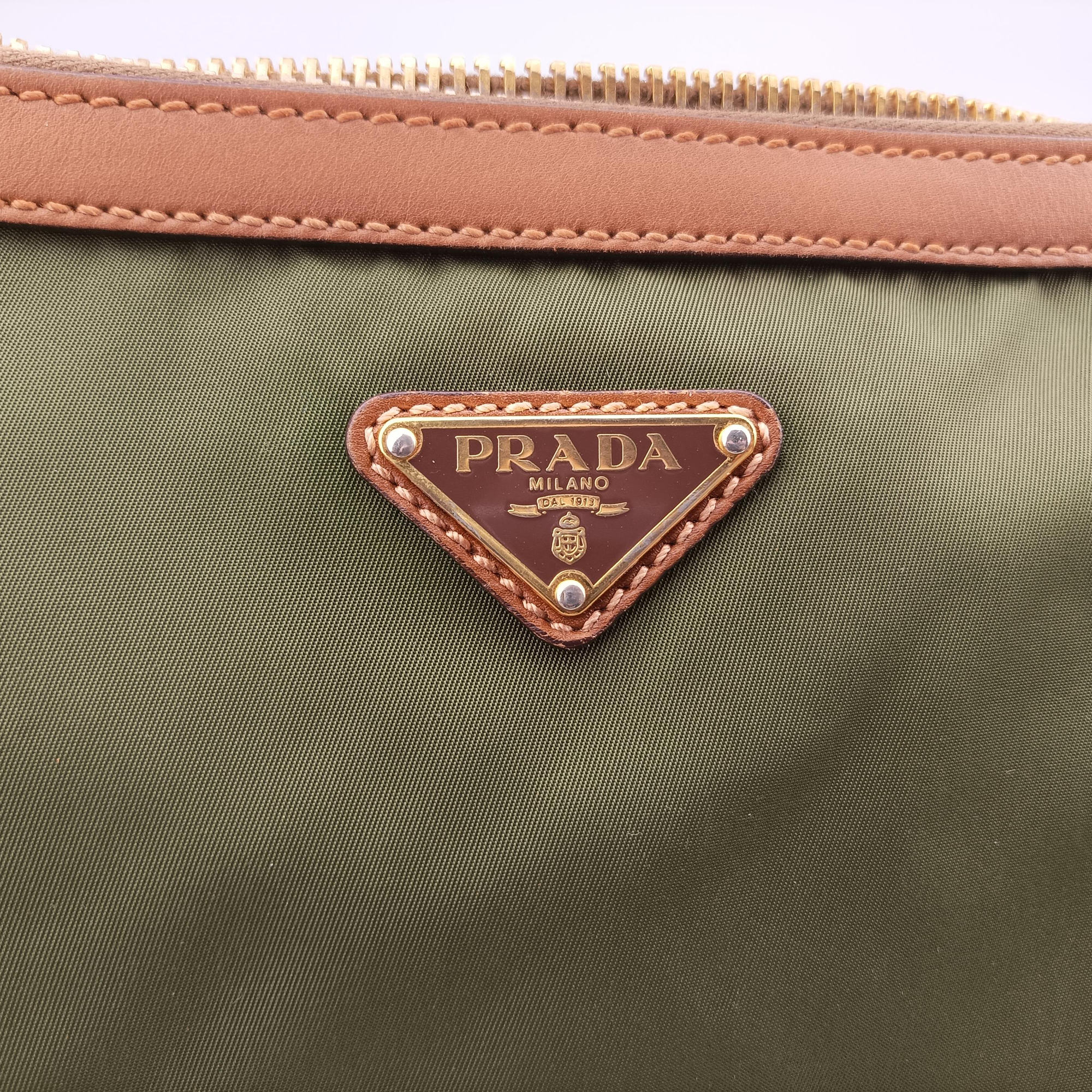 triangle logo Green x brown Nylon x leather 129トライアングルロゴ グリーン×ブラウン ナイロンxレザー 129