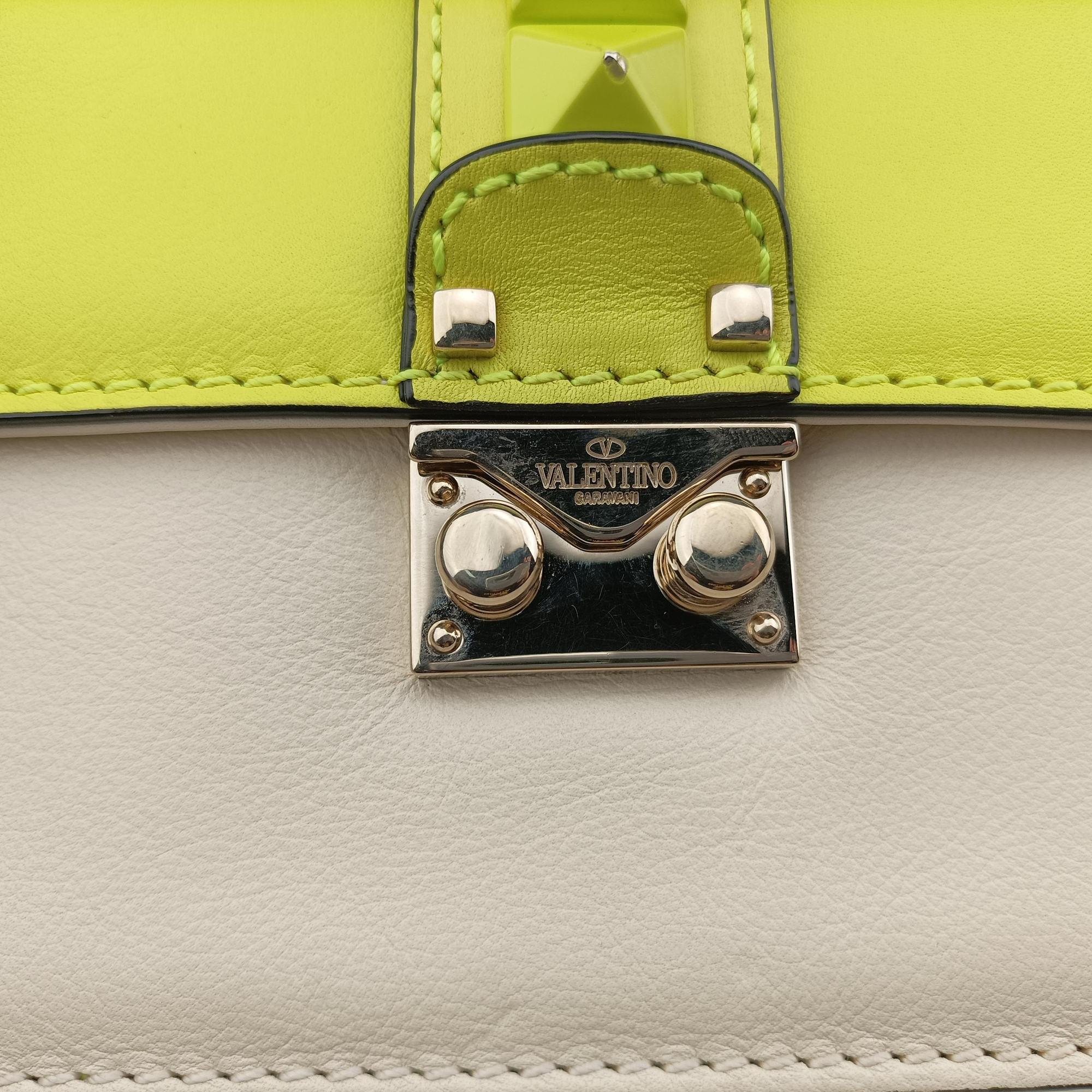 Rockstud Glam Lock yellow×white Leather BS-G312VMR1ロックスタッズグラムロックスモール イエロー×ホワイト レザー BS-G312VMR1