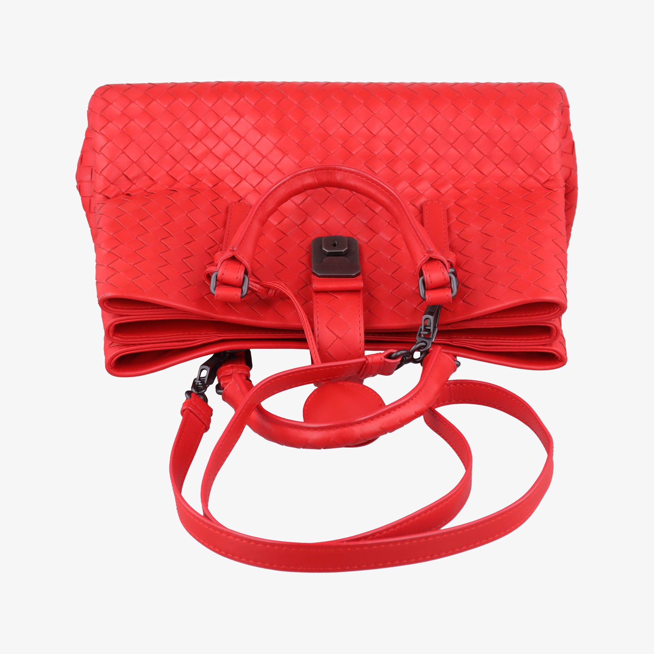 Roma Intrecciato Red lambskin B04886091Aローマ イントレチャート レッド ラムスキン B04886091A