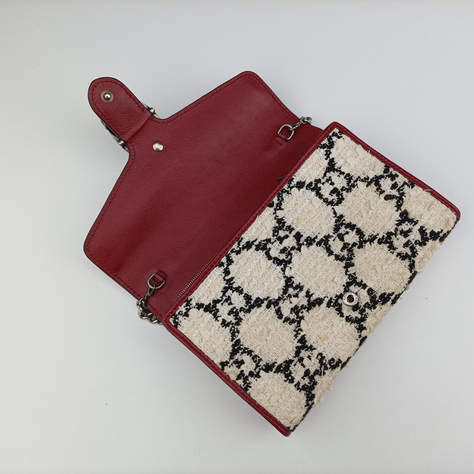 Dionysus Ivory × Red × Black Tweed×Leather 401231 ディオニュソス アイボリー × レッド × ブラック ツイード×レザー 401231