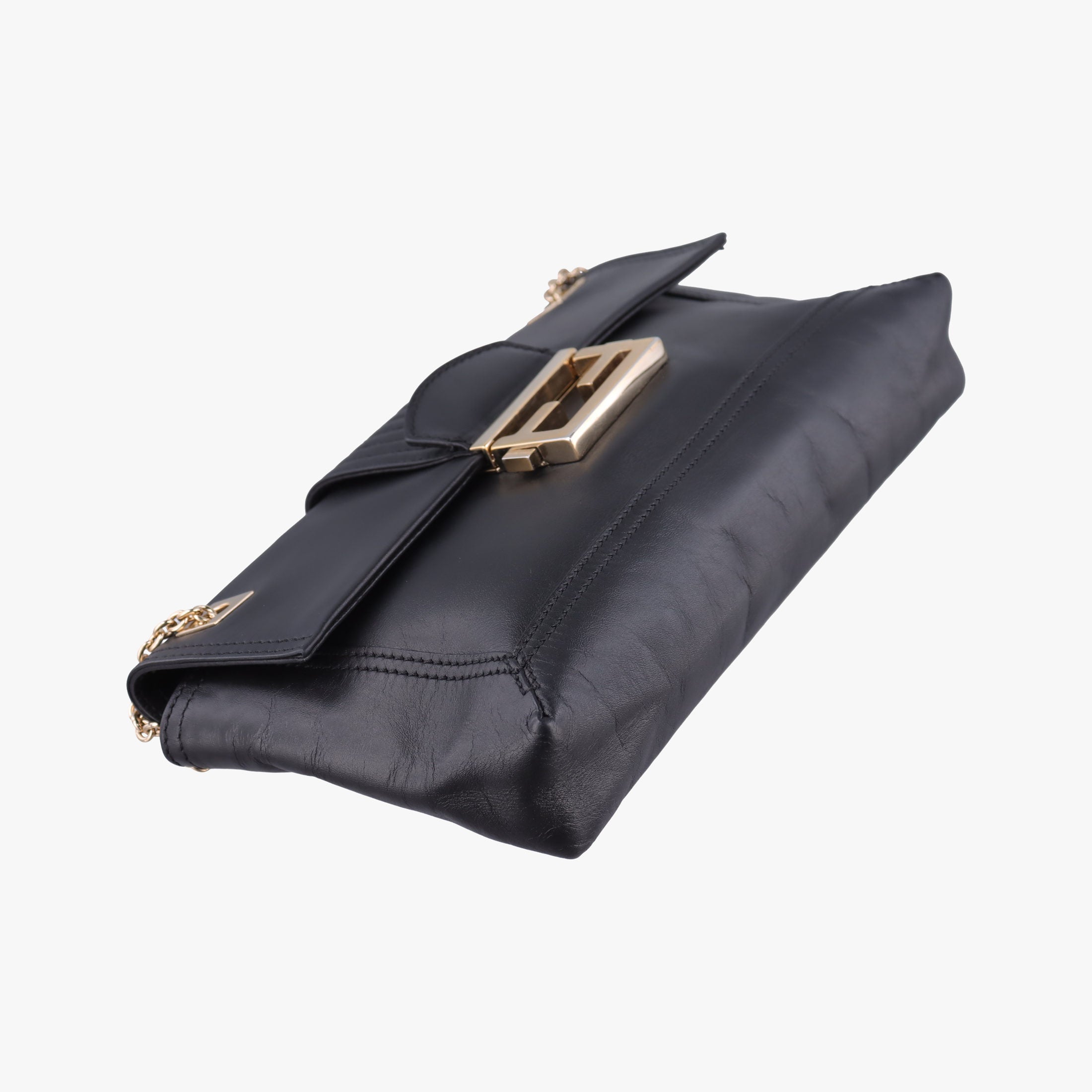 Baguette Chain Flap Black Leather 8BT139 8BT139-A09 128-2566マンマバケット ブラック レザー 8BT139 8BT139-A09 128-2566