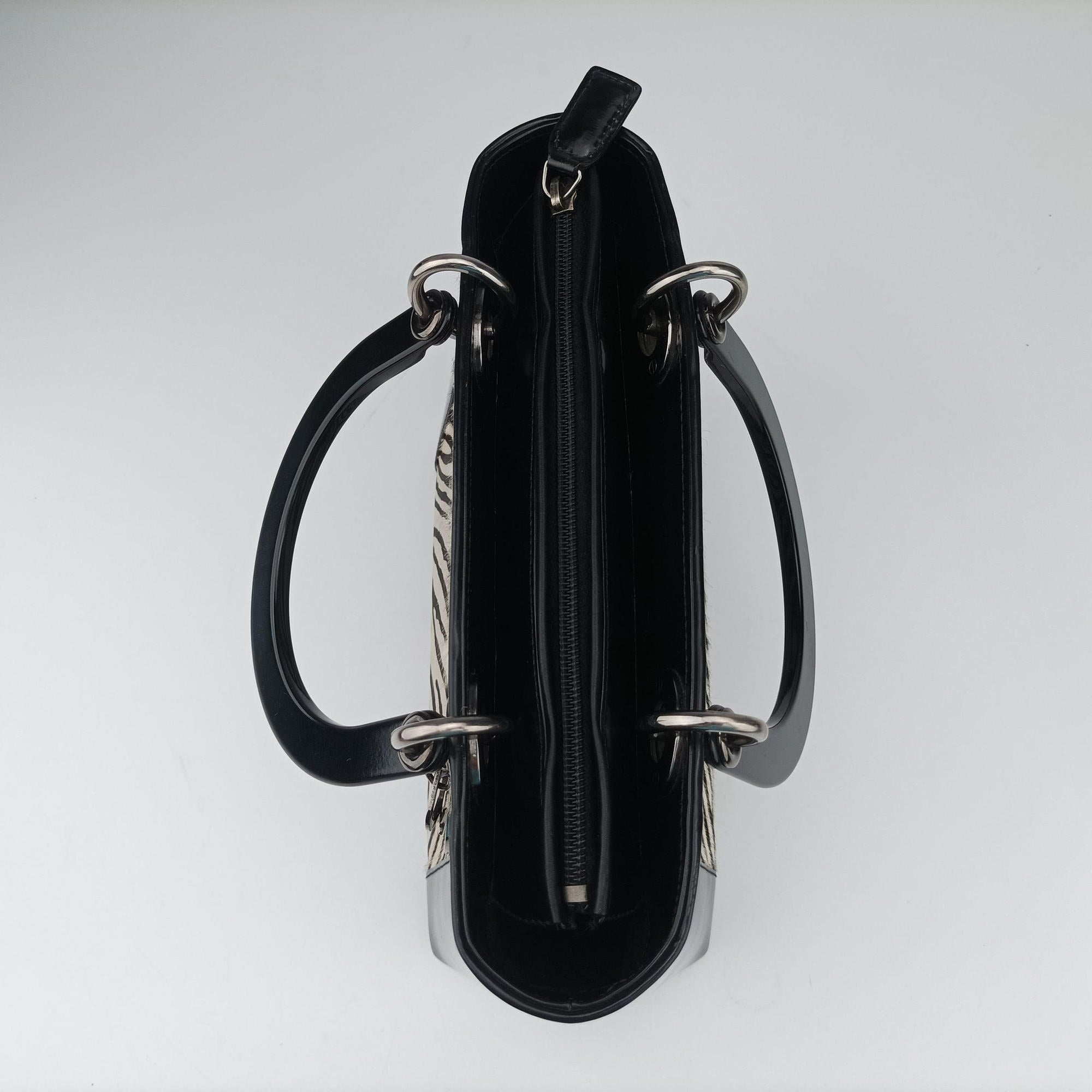 Lady Dior Zebra × Black Pony-style Calfskin × Calf Leather MA-0969レディディオール ゼブラ × ブラック ハラコ × カーフレザー MA-0969