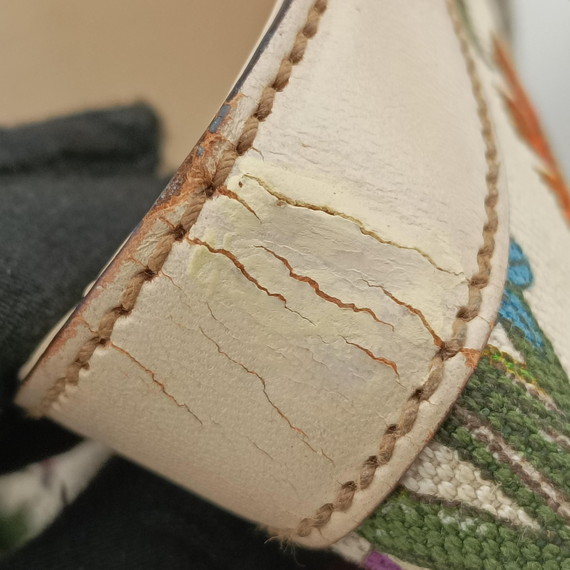 Bamboo Floral White×multicolor canvas×leather 137394 バンブーフローラ ホワイト×マルチカラー キャンバス×レザー 137394