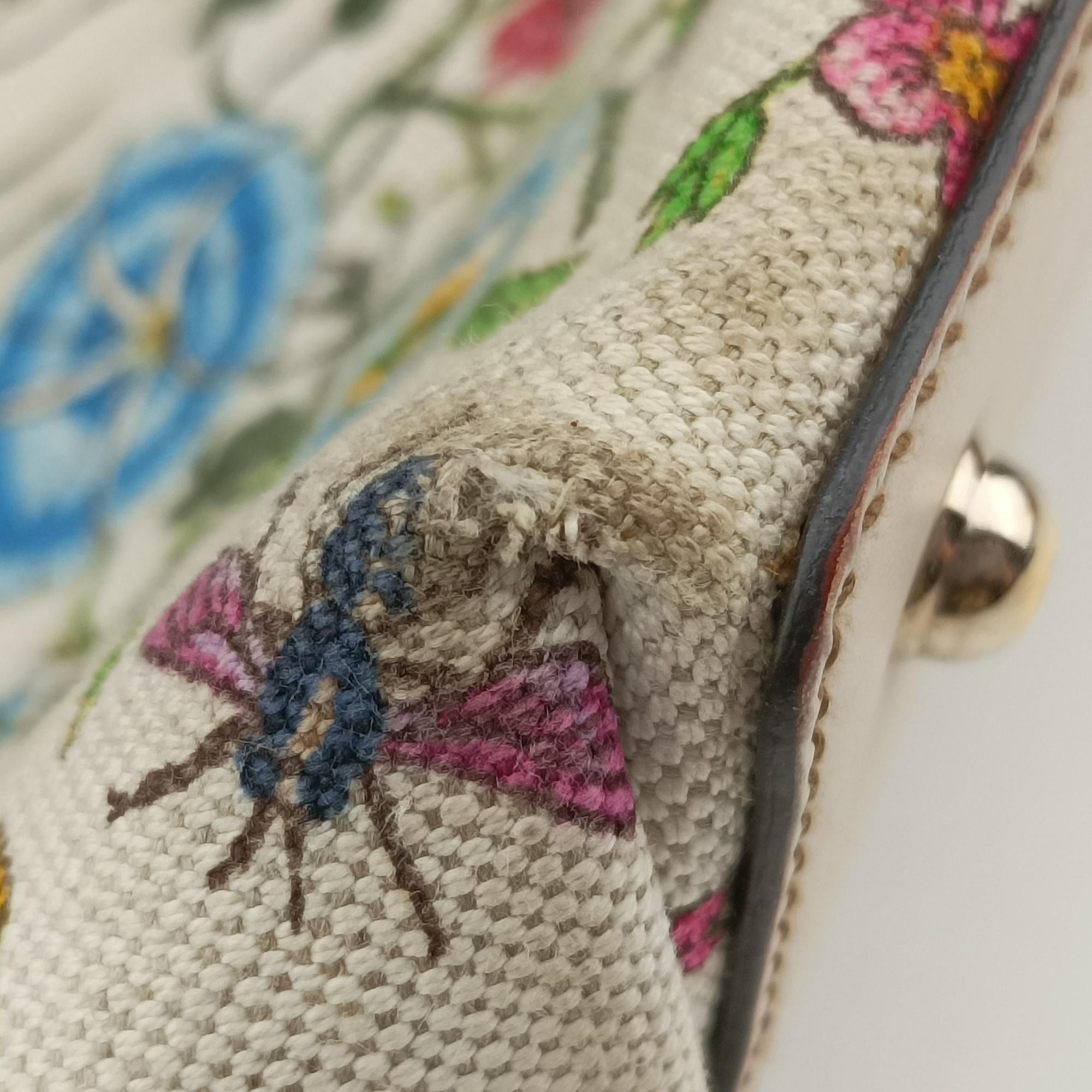 Bamboo Floral White×multicolor canvas×leather 137394 バンブーフローラ ホワイト×マルチカラー キャンバス×レザー 137394