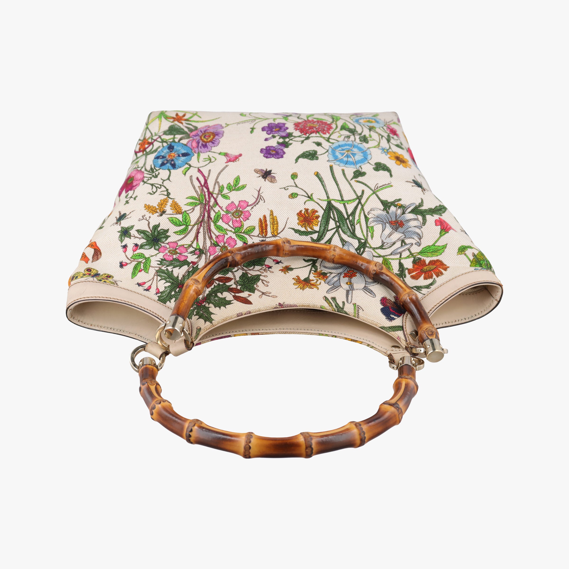 Bamboo Floral White×multicolor canvas×leather 137394 バンブーフローラ ホワイト×マルチカラー キャンバス×レザー 137394
