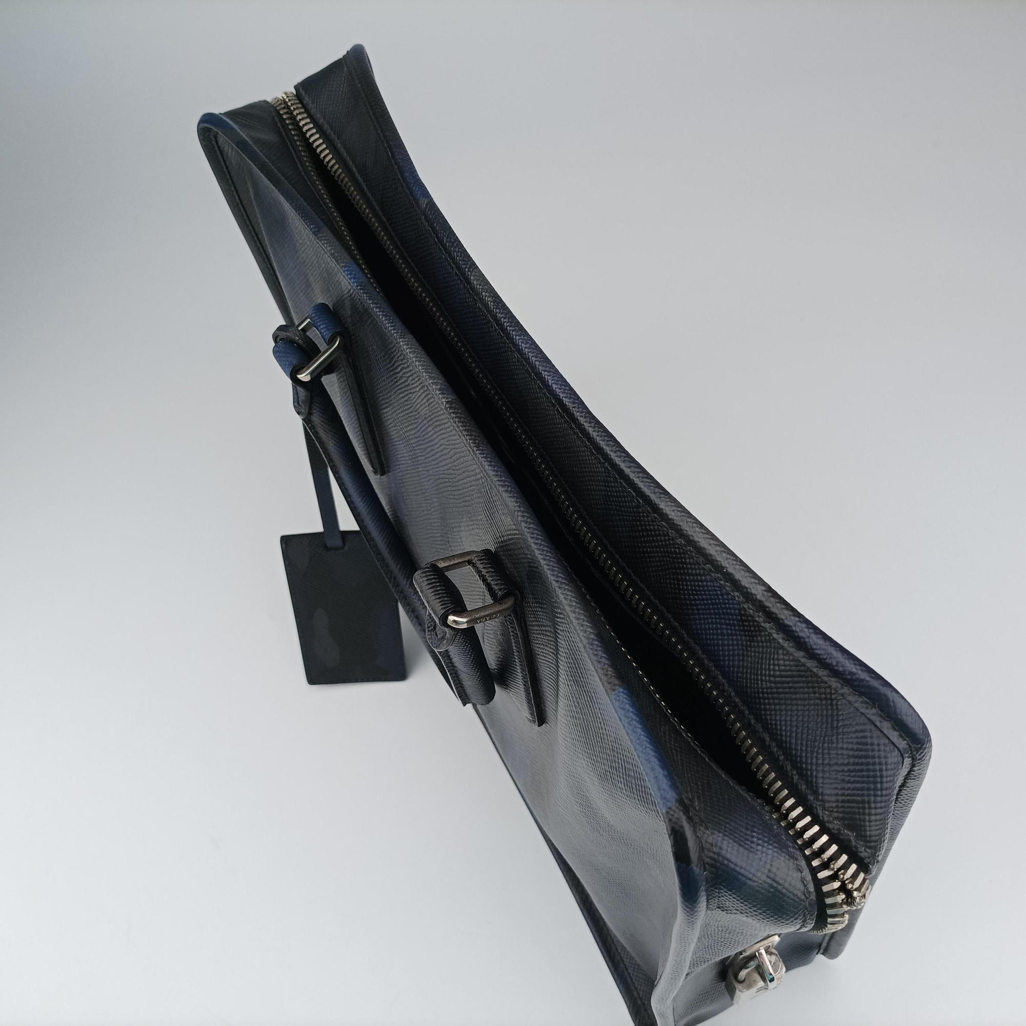 business bag briefcase Navy Camouflage SAFFIANO Leather 2VE365 64ビジネスバッグ ブリーフケース ブルーカモフラ サフィアーノレザー 2VE365 64