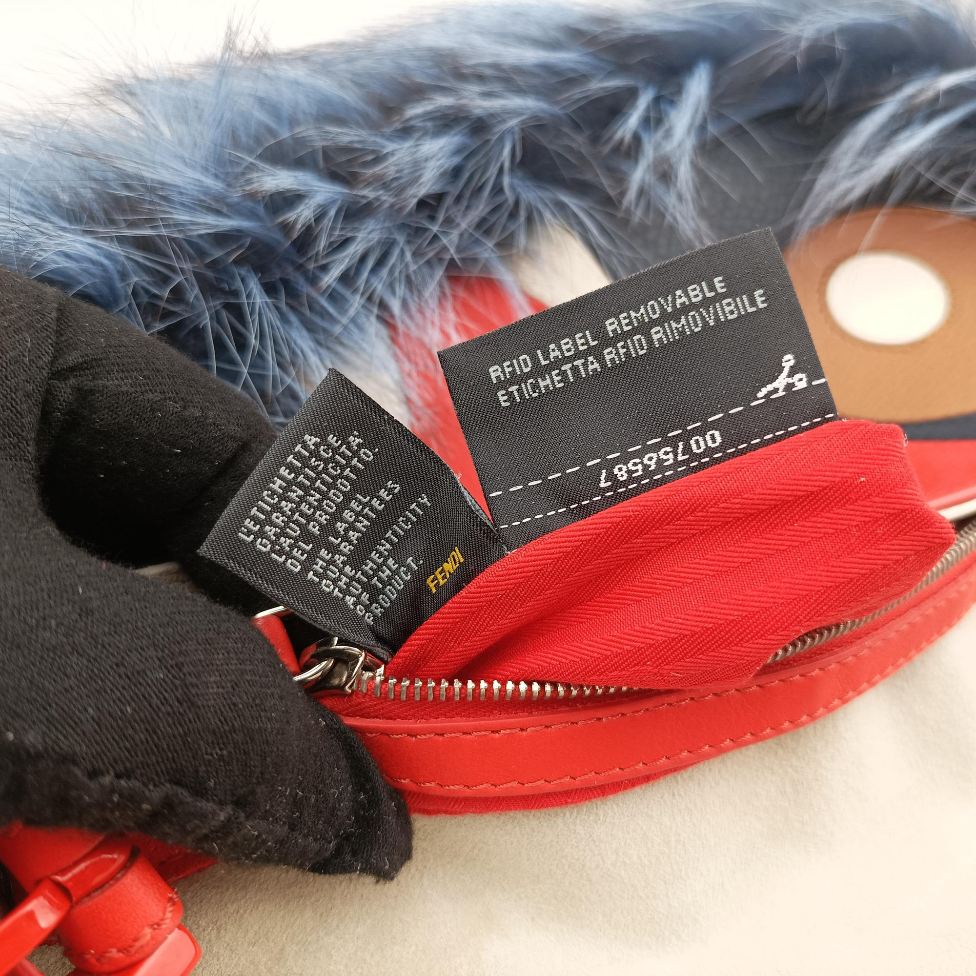 Bag Bugs Monster Red × Blue Calfskin × Fox Fur × Mink Lot number unknownバッグバグズ モンスター レッド × ブルー カーフレザー × フォックスファー 製番不明