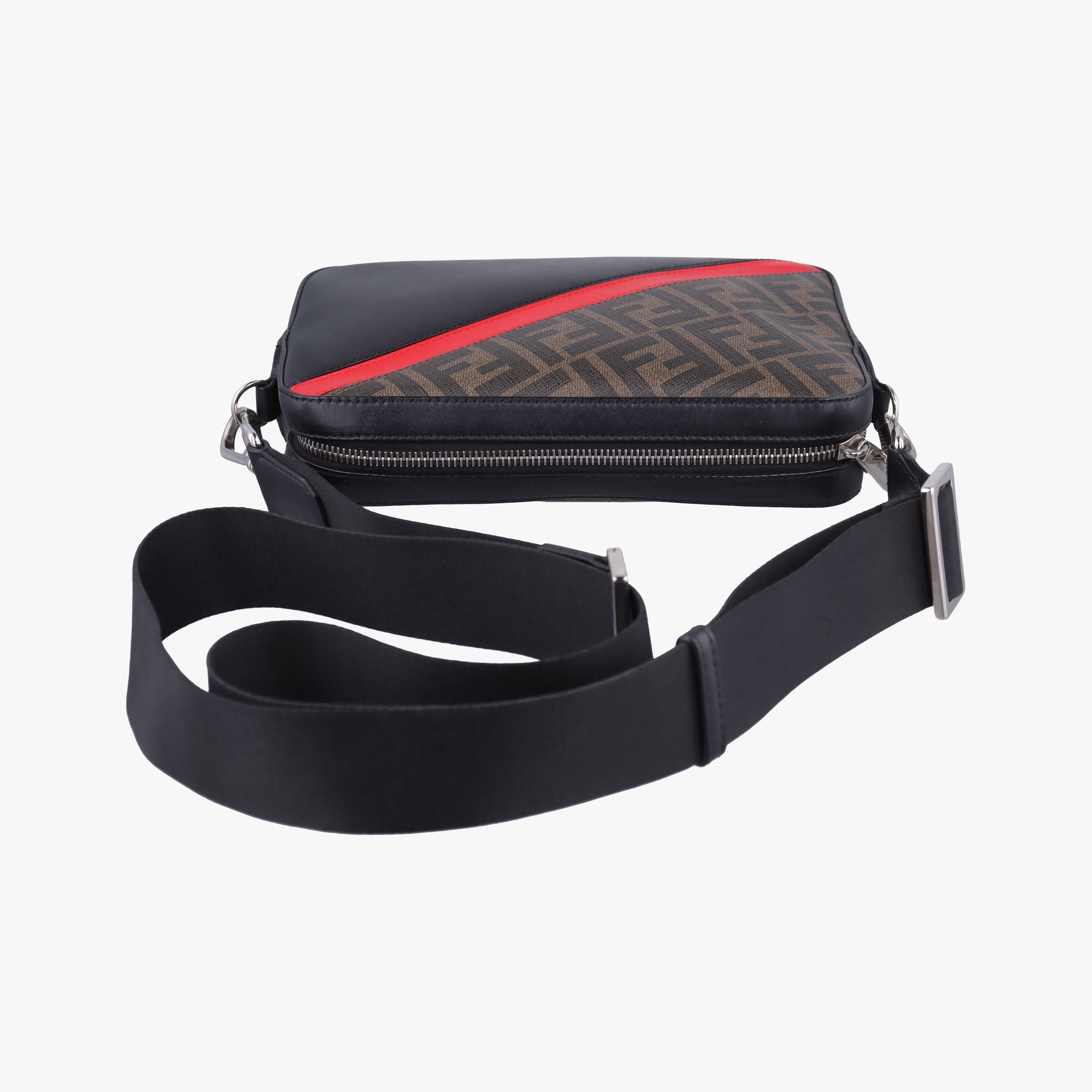 Camera case Brown × Black × Red PVC Coated Canvas × Leather 7M0286 7M0286 A9XS 208-0897キャム ブラウン × ブラック × レッド PVCコーティングキャンバス × レザー 7M0286 7M0286 A9XS 208-0897