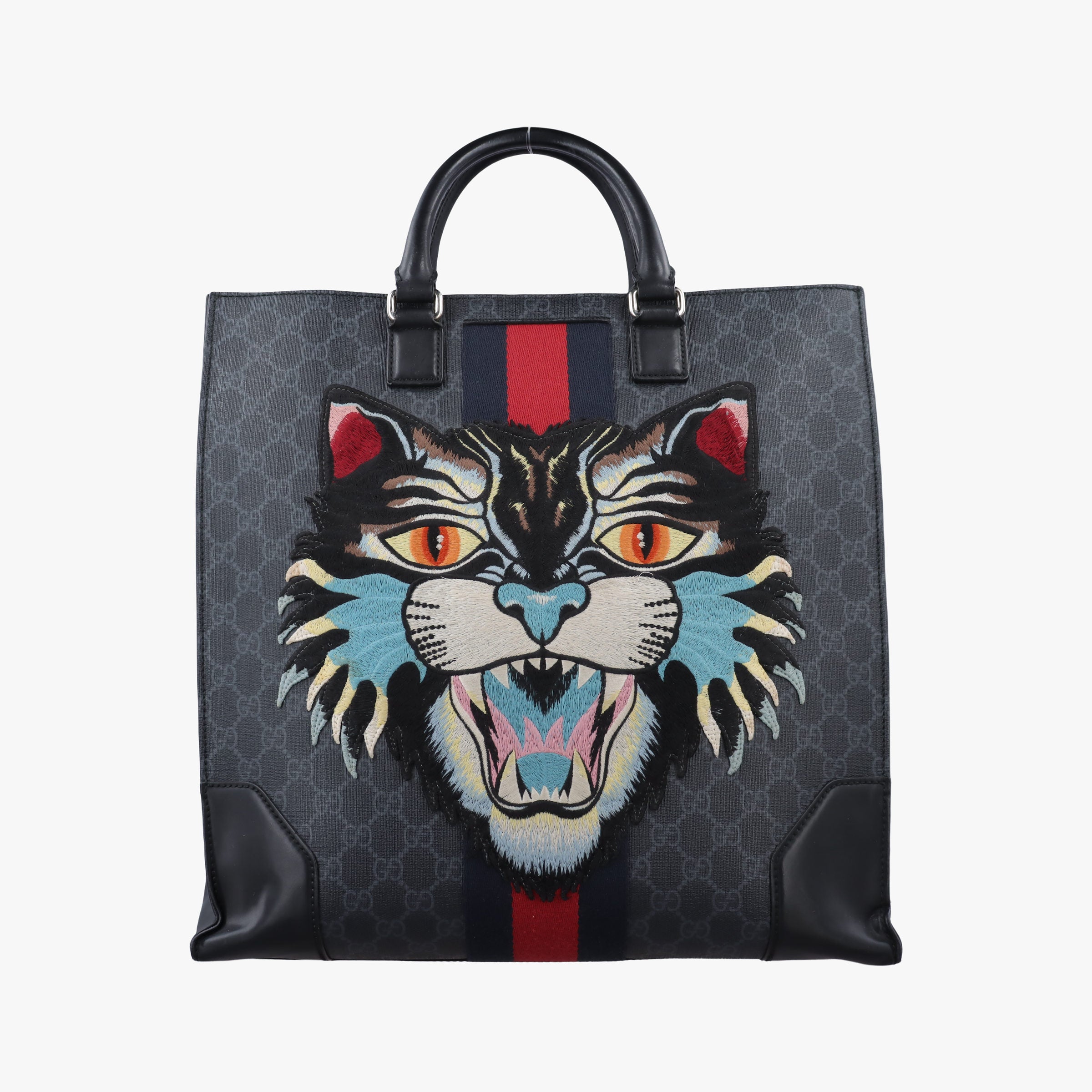 GG Supreme Angry Cat Black PVC coated canvas 478326 I022645510GGスプリーム アングリーキャット ブラック PVCコーティングキャンバス 478326 I022645510