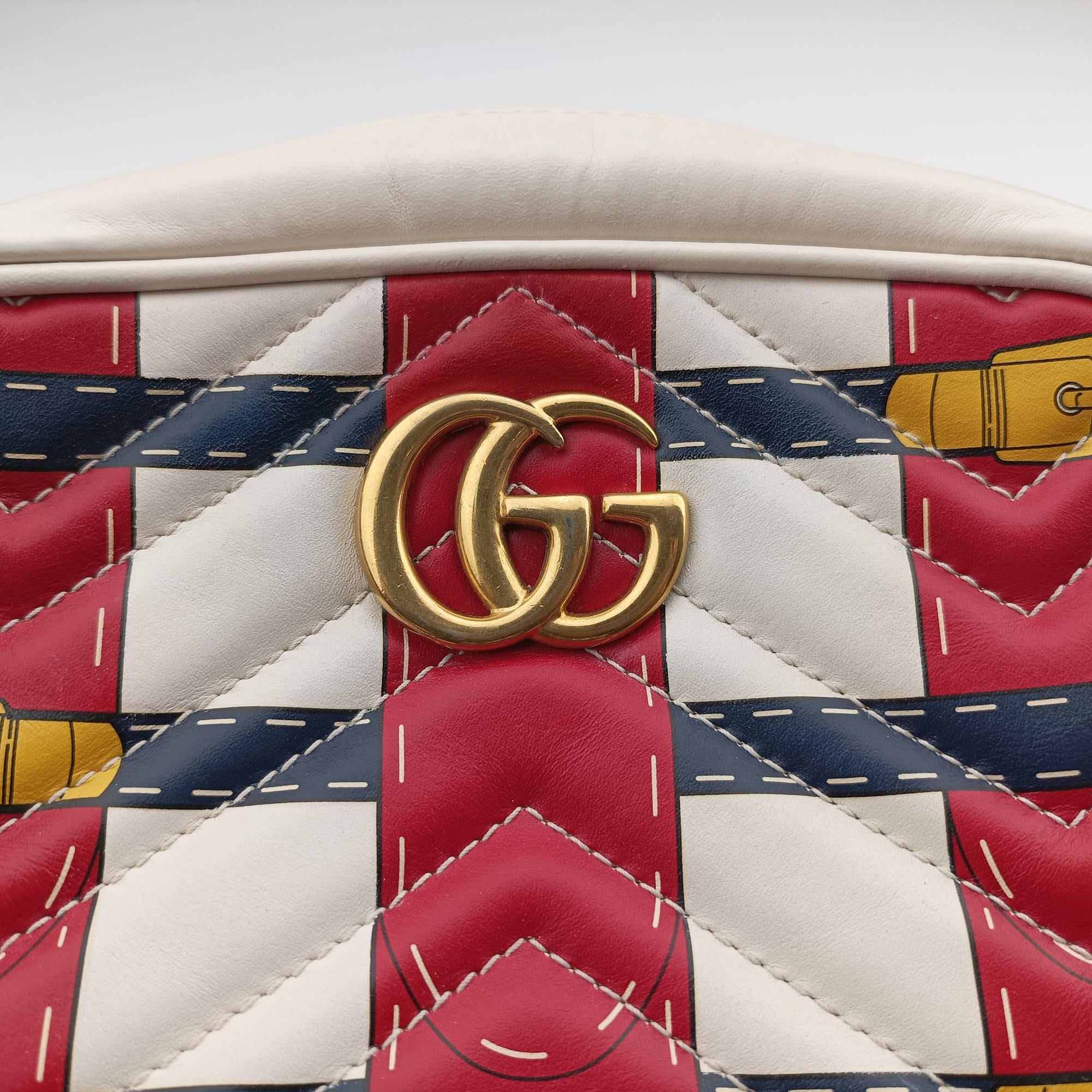 GG Marmont White × MultiColor Leather 448065 F021470029GGマーモント ホワイト × マルチカラー レザー 448065 F021470029