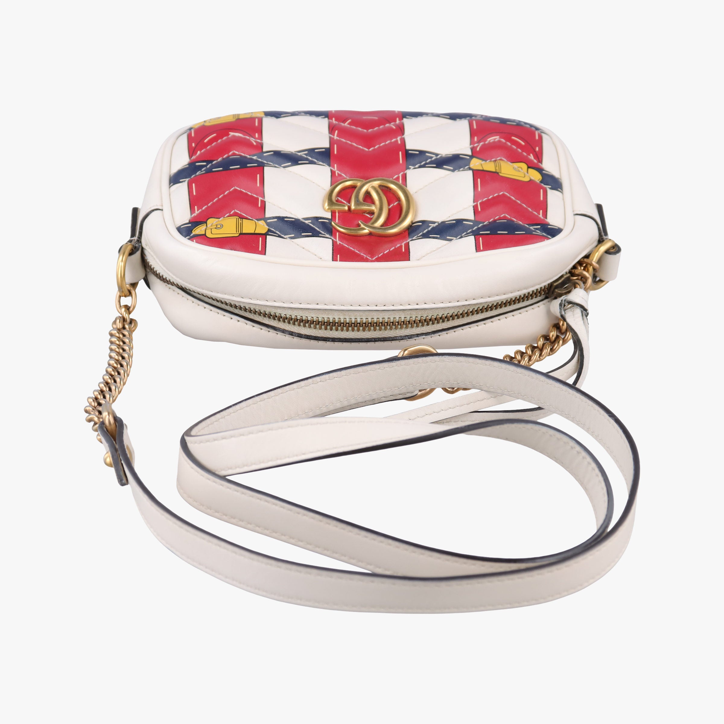 GG Marmont White × MultiColor Leather 448065 F021470029GGマーモント ホワイト × マルチカラー レザー 448065 F021470029