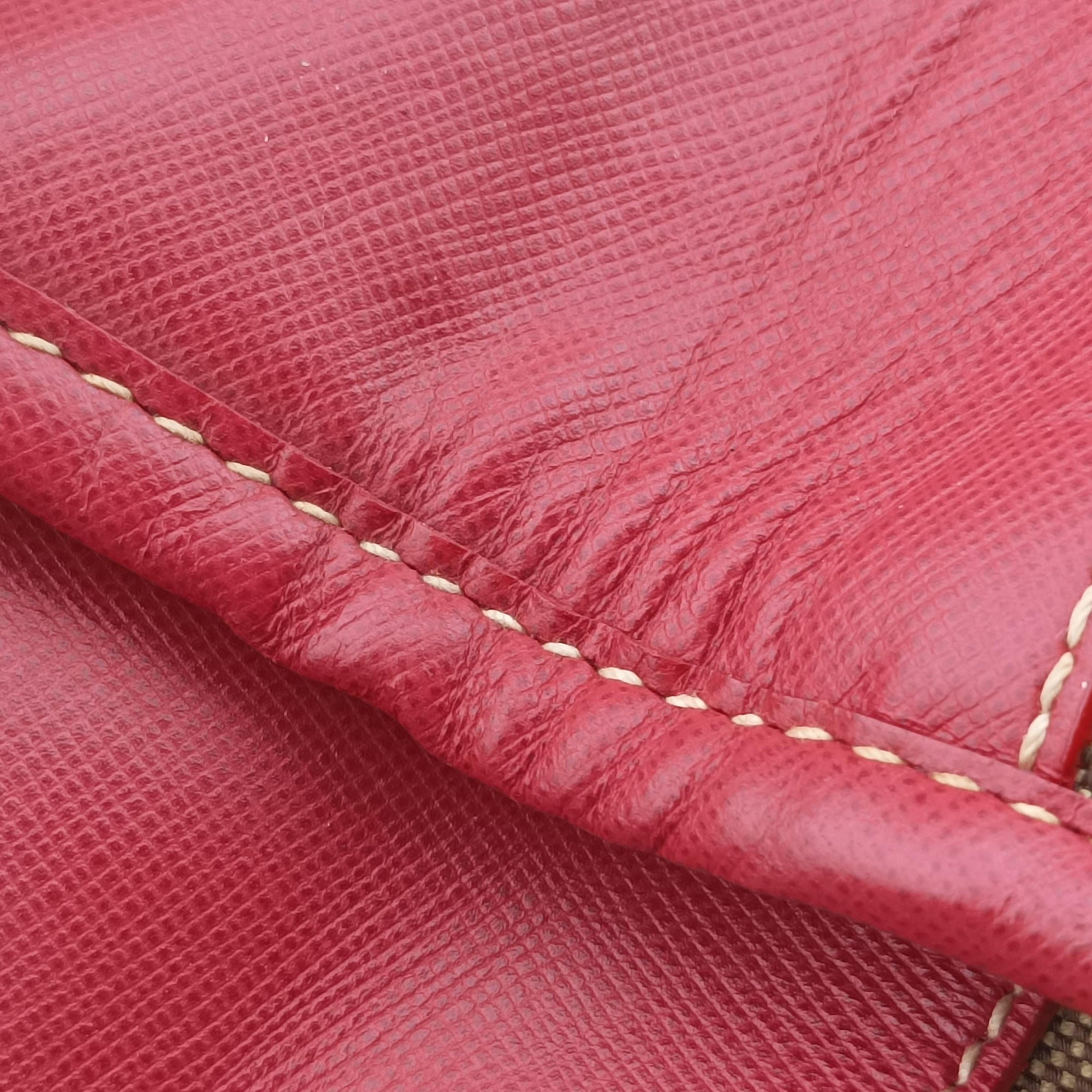 logo jacquard Brown×Red Canvas × SAFFIANO Leather 194ロゴジャガード ブラウン×レッド キャンバス×サフィアーノレザー 194