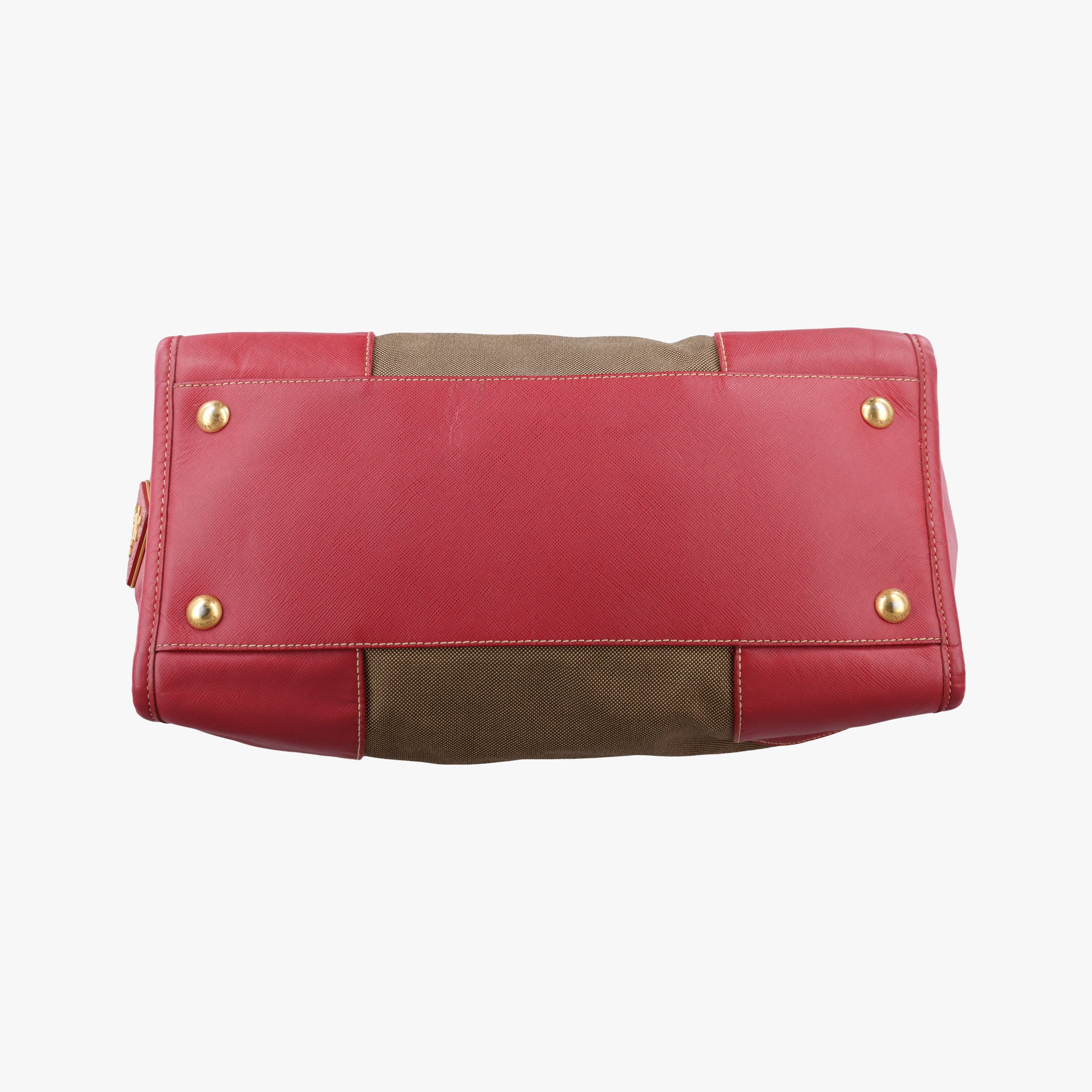 logo jacquard Brown×Red Canvas × SAFFIANO Leather 194ロゴジャガード ブラウン×レッド キャンバス×サフィアーノレザー 194