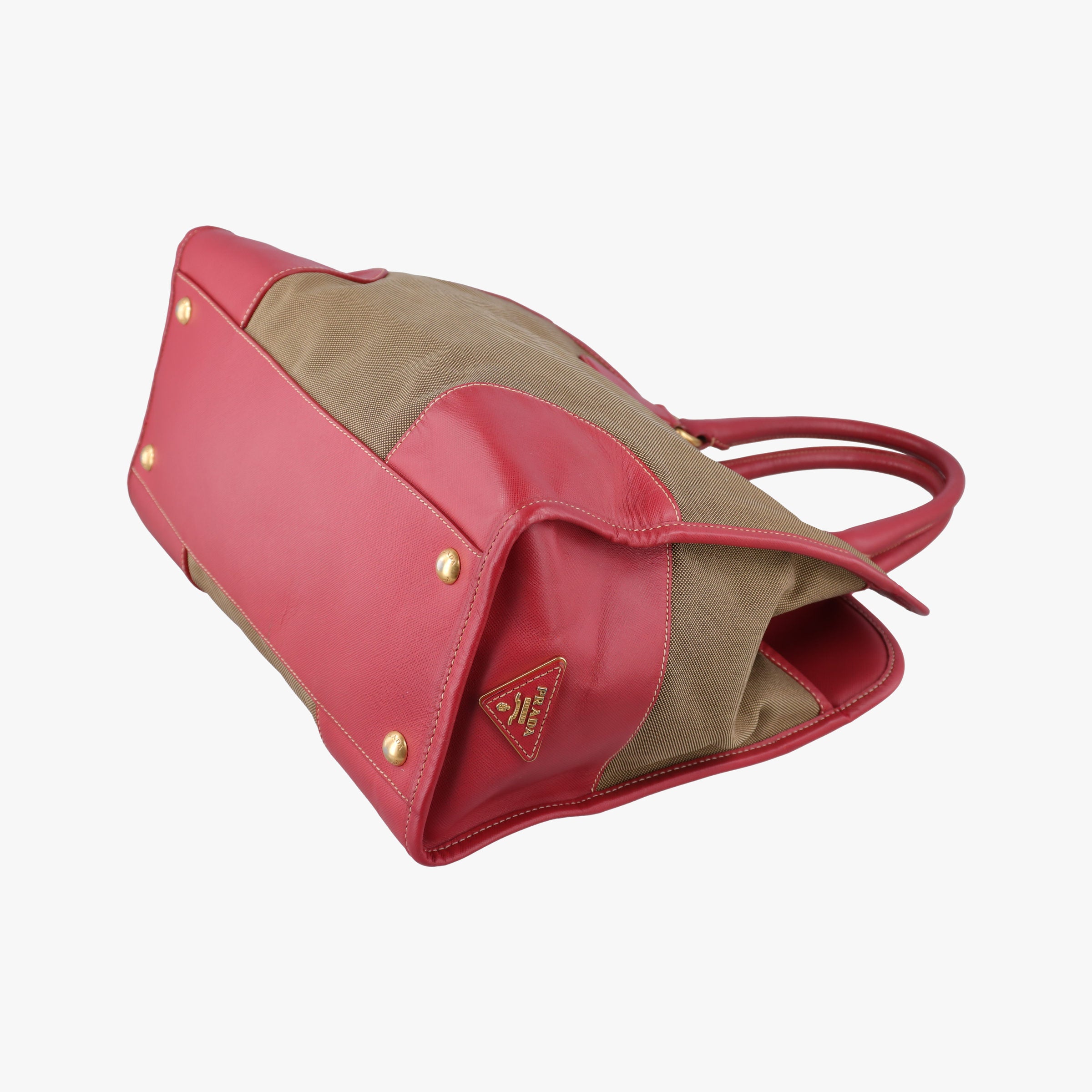logo jacquard Brown×Red Canvas × SAFFIANO Leather 194ロゴジャガード ブラウン×レッド キャンバス×サフィアーノレザー 194