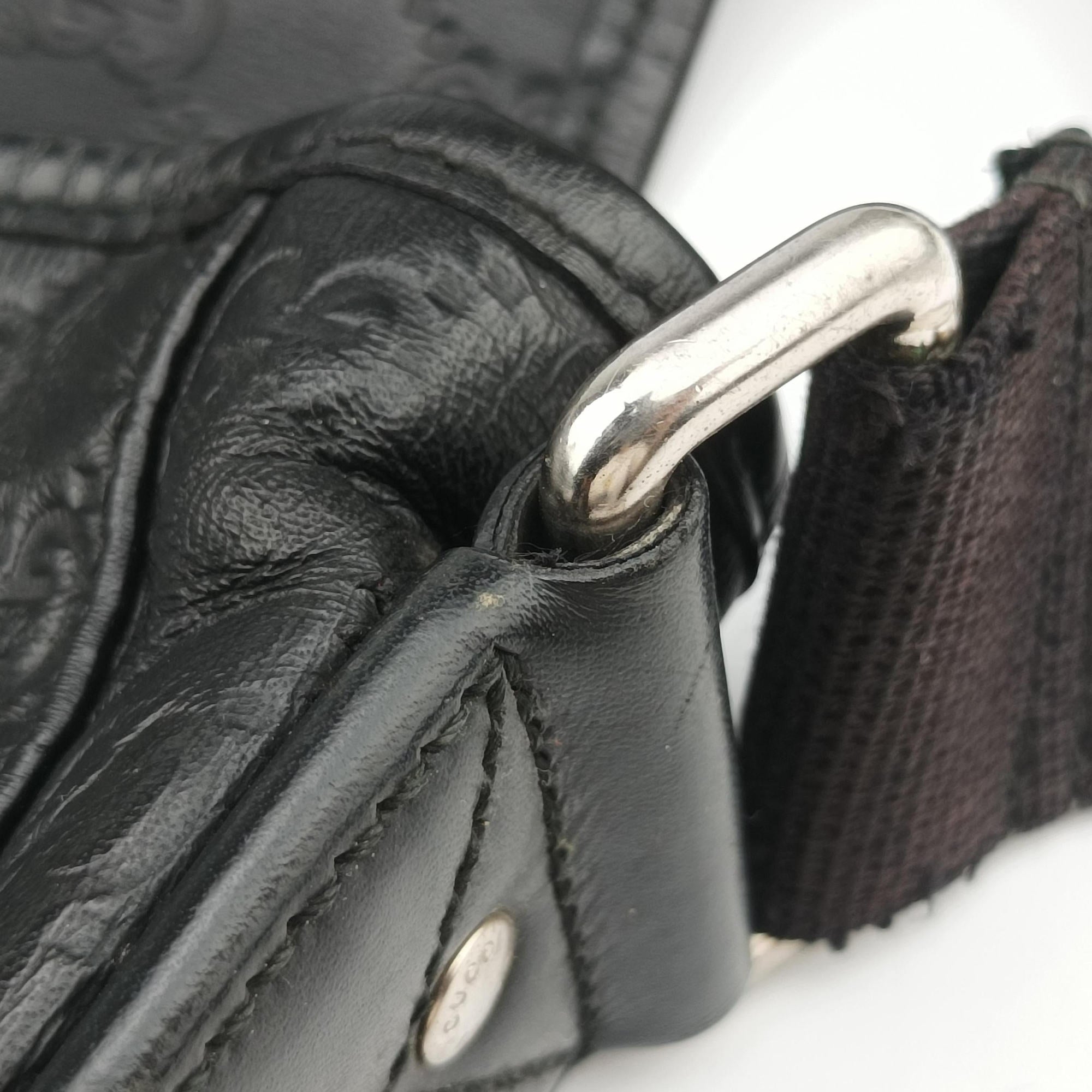 Guccissima Rubber Messenger Black Leather 246067 D013681349グッチシマ メッセンジャー ブラック レザー 246067 D013681349