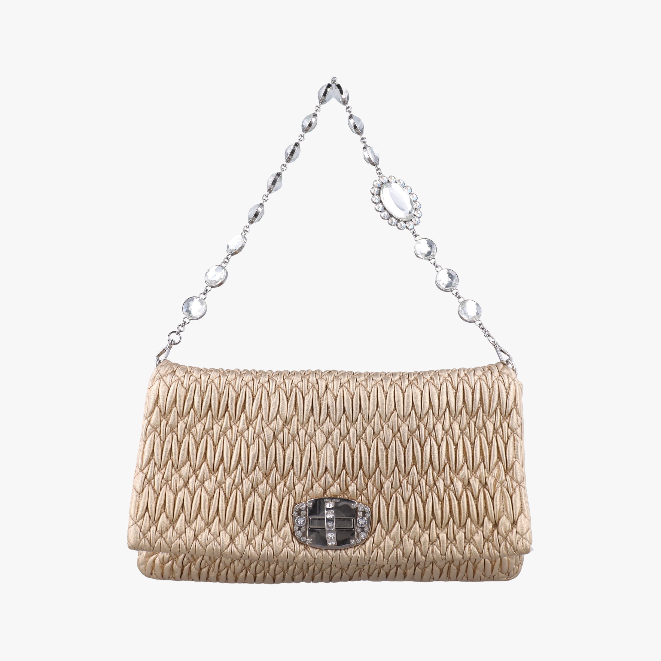 Iconic Crystal Cloque Golden Nappa Leather 5BD233 122クリスタル クロケ ゴールド ナッパレザー 5BD233 122