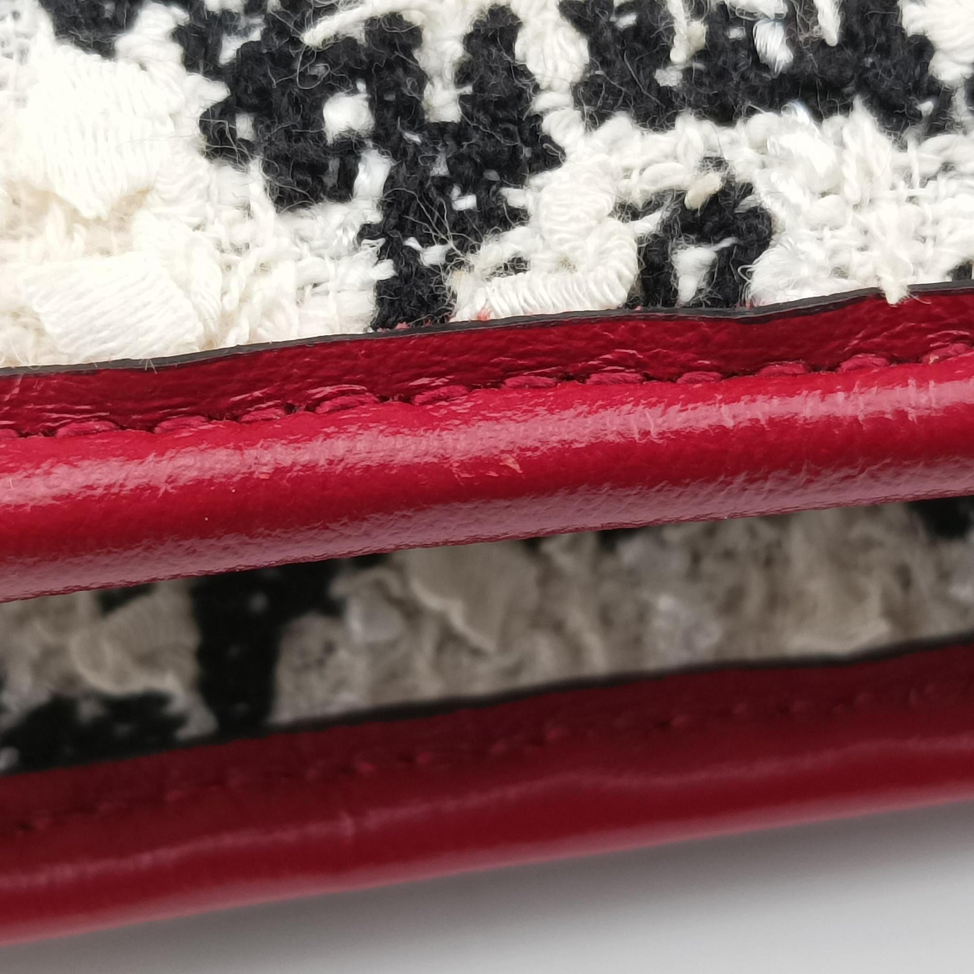 Rajah White×red tweed × leather 537219 B030058796ラジャ ホワイト×レッド ツイード×レザー 537219 B030058796