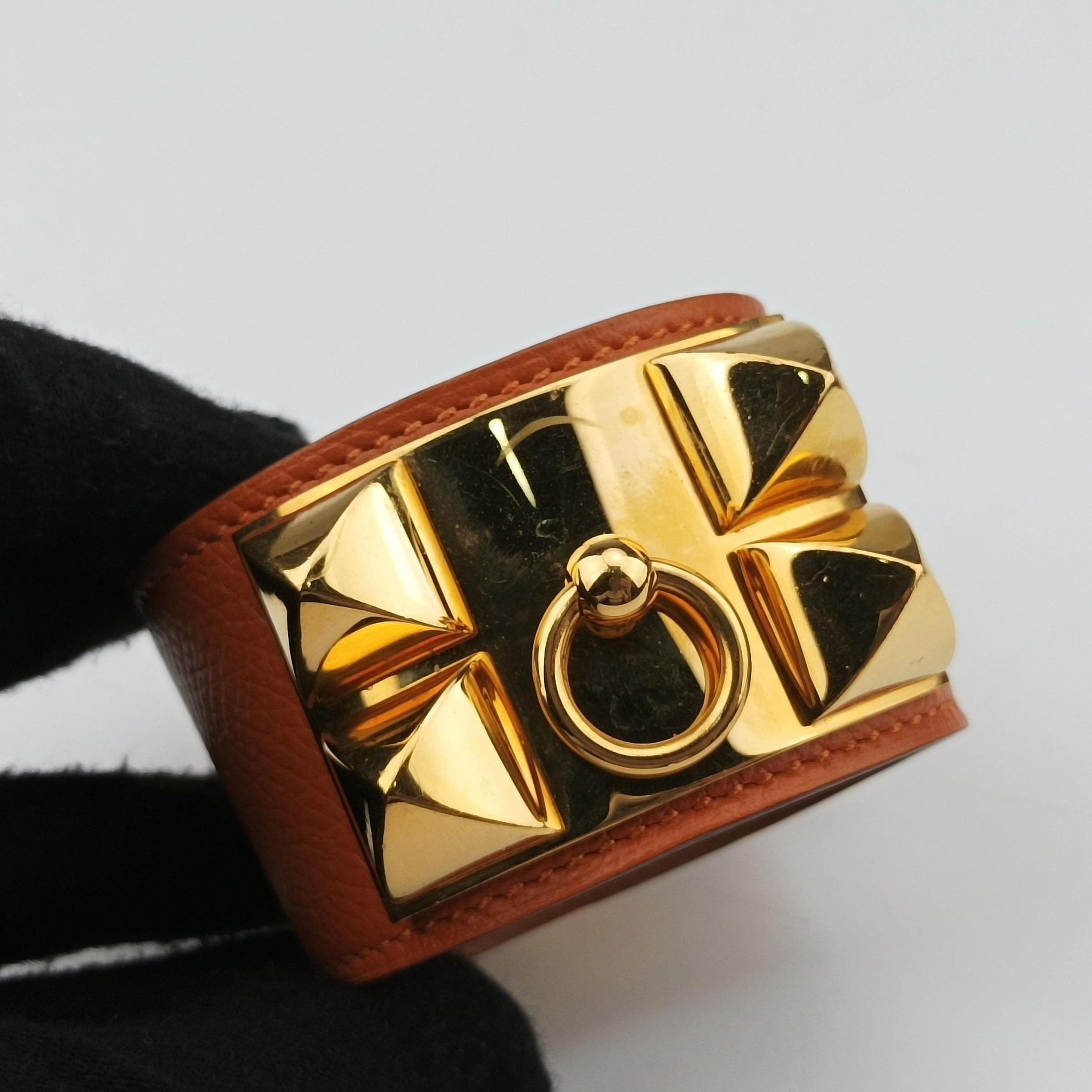 Collier de chien Orange×golden Leather × GP S □P Pコリエ ド シアン オレンジ×ゴールド レザー×GP S □P P
