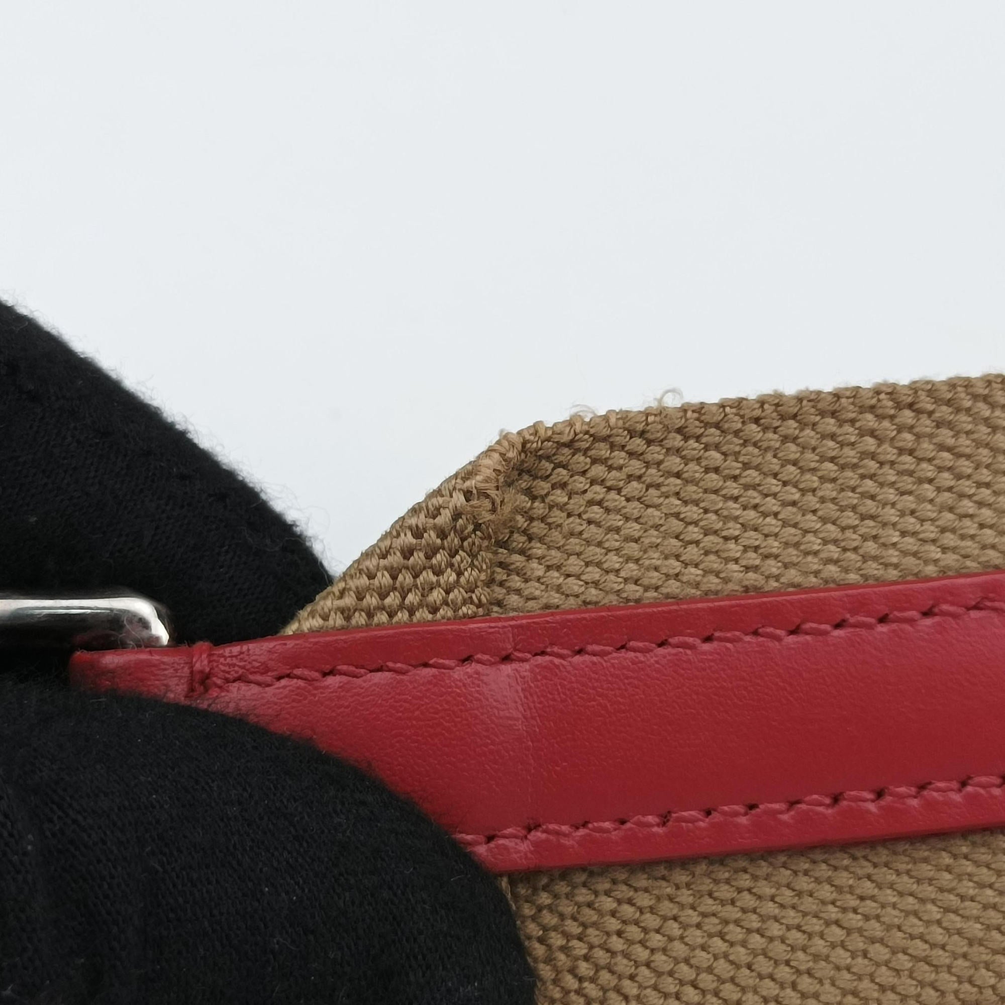 logo jacquard khaki×red Fabric × leather 104ロゴジャガード カーキ×レッド ファブリック×レザー 104