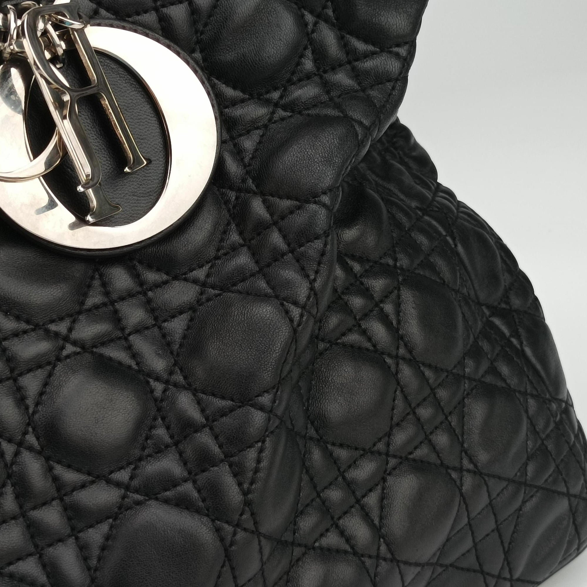Lady Dior Black lambskin 16-MA-0120レディディオール ブラック ラムスキン 16-MA-0120