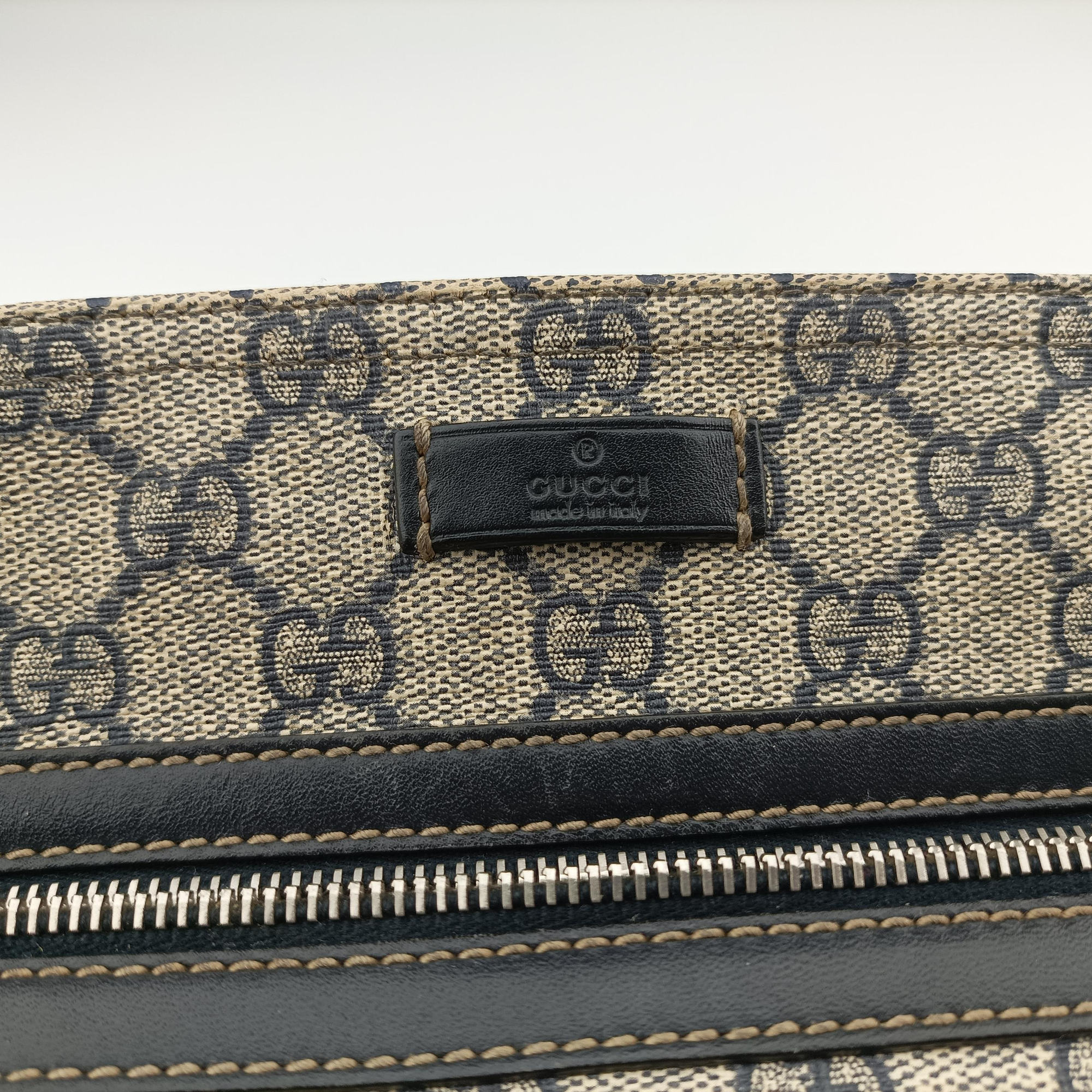GG Supreme Messenger Beige × Navy PVC coated canvas×leather 295257 I014856609GGスプリーム メッセンジャー ベージュ×ネイビー PVCコーティングキャンバス×レザー 295257 I014856609