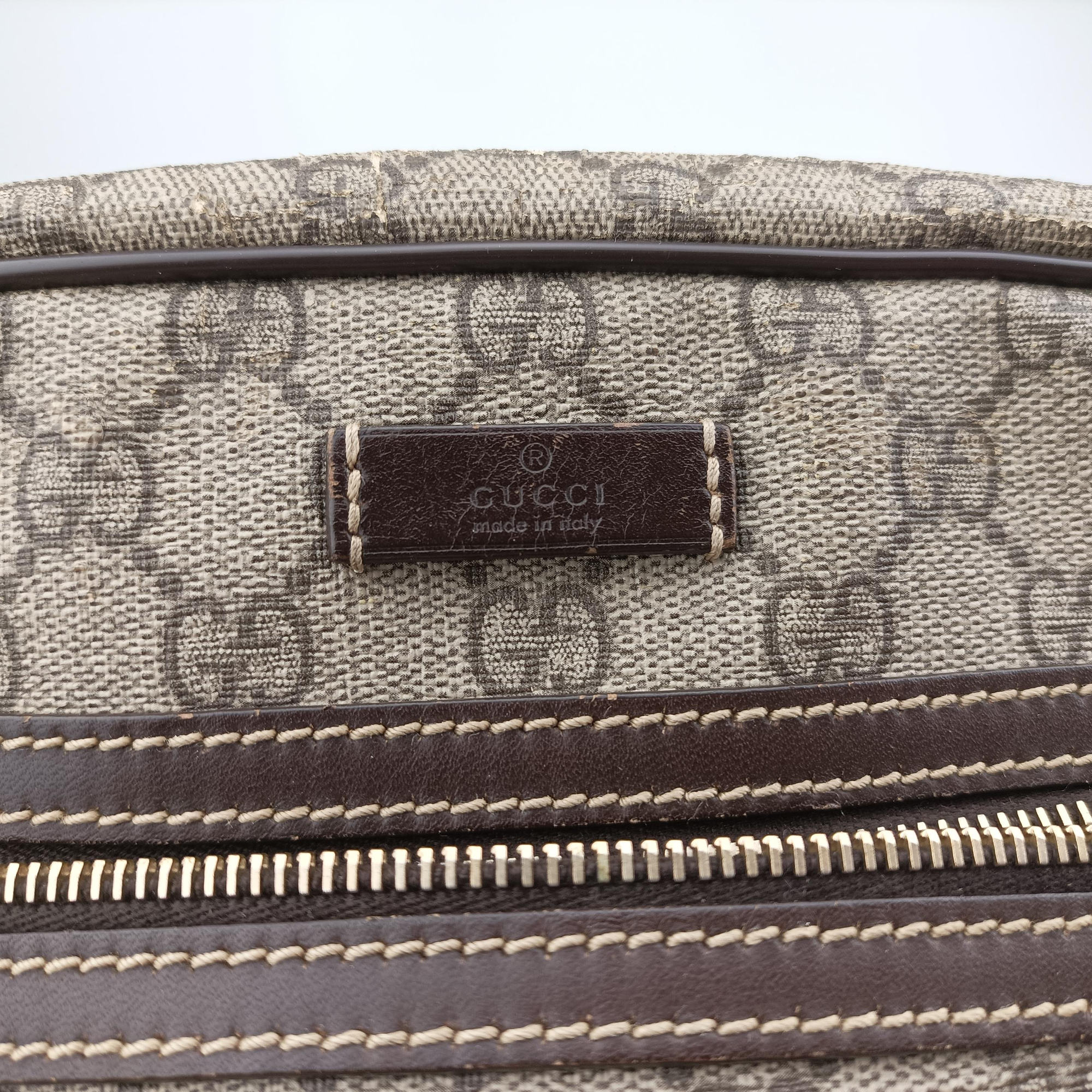 GG Imprime Messenger Beige×Brown PVC coated canvas×Leather 201448 F013949693GGインプリメ メッセンジャー ベージュ×ブラウン PVCコーティングキャンバス×レザー 201448 F013949693