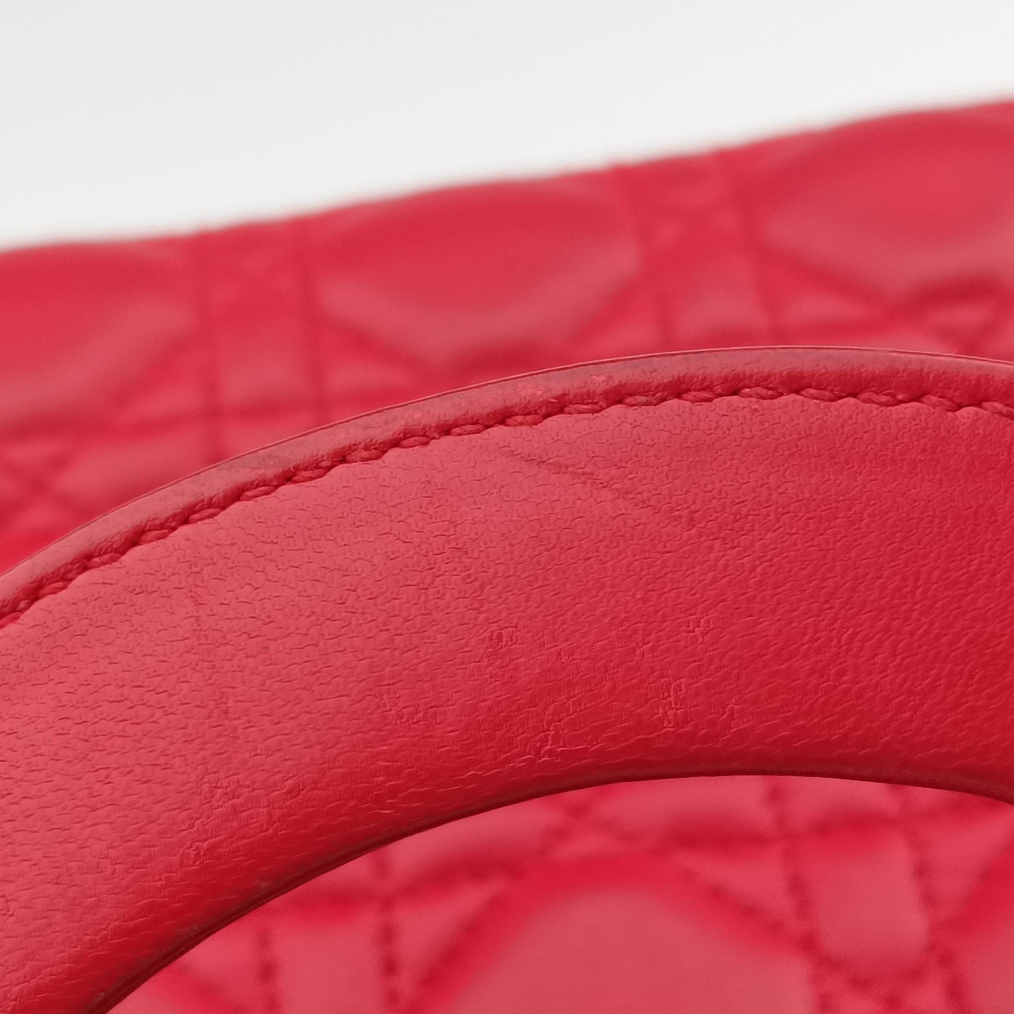 Lady Dior Red lambskin 11-MA-0089レディディオール レッド ラムスキン 11-MA-0089