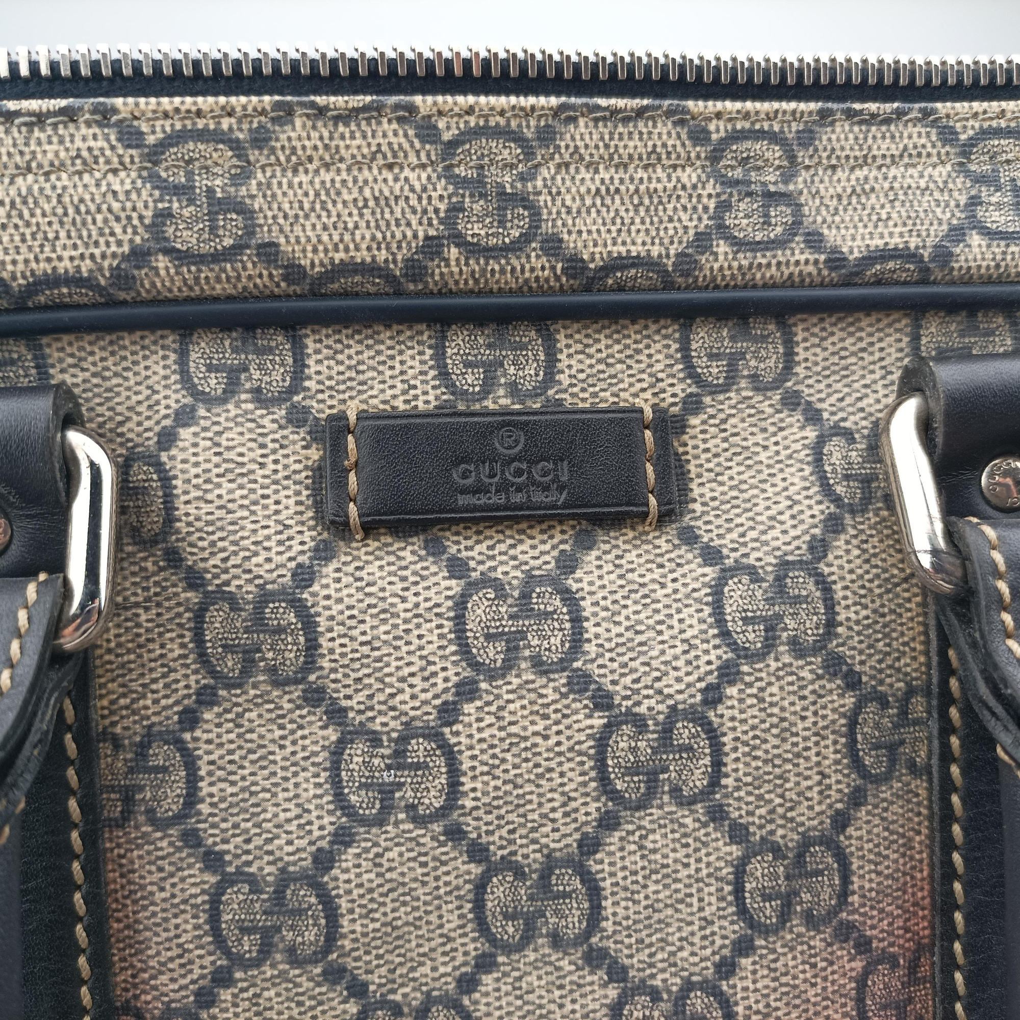 GG plus GG Supreme Briefcase Beige×Black PVC coated canvas 201480 C6526416GGプラス GGスプリーム ベージュ×ブラック PVCコーティングキャンバス 201480 C6526416