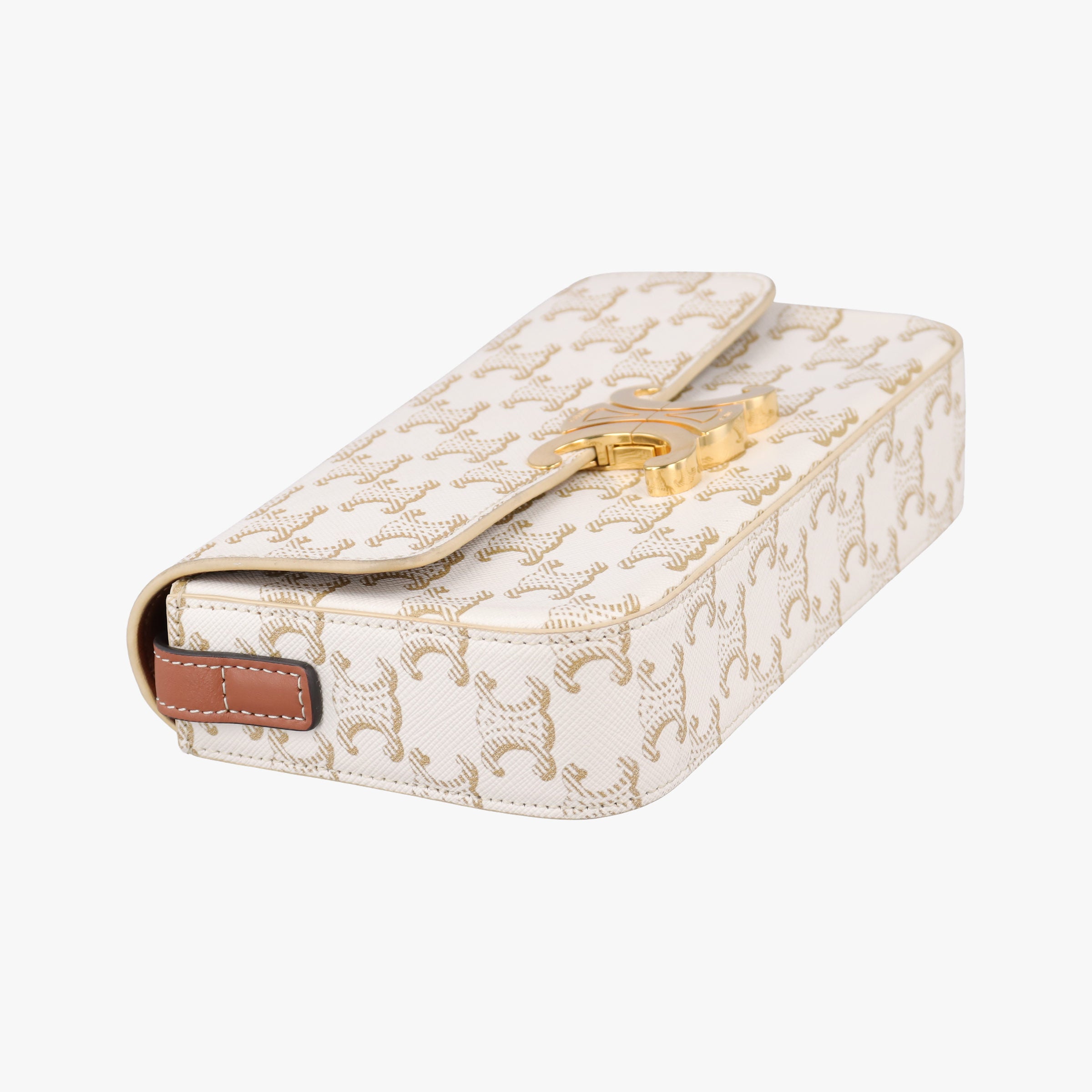 Claude Triomphe white x brown PVC coated canvas x Leather W-CU-2251クロード トリオンフ ホワイトxブラウン PVCコーティングキャンバスxレザー W-CU-2251