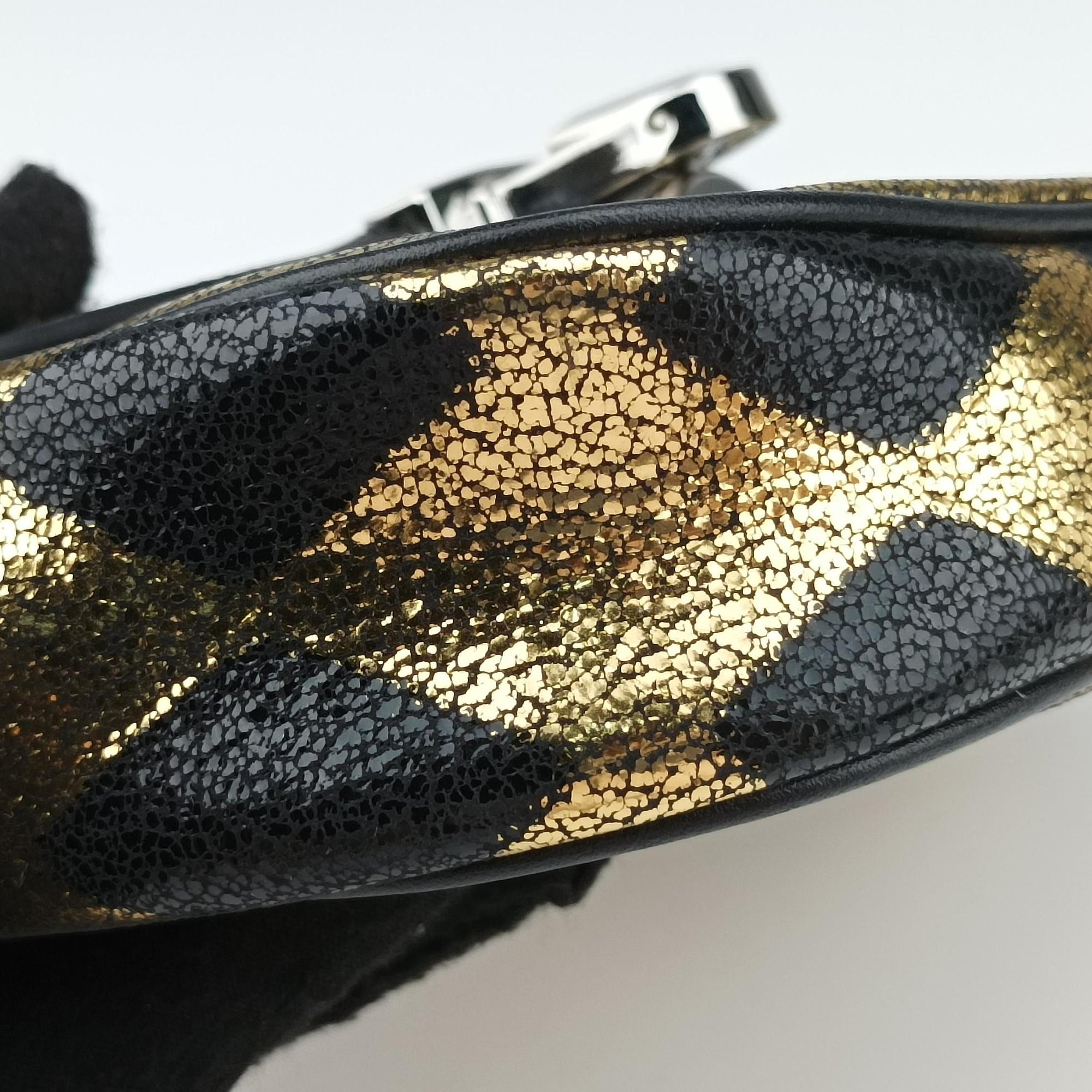 Metallic Crackle Golden×black Leather 605112 C031415516メタリッククラックル ゴールド×ブラック レザー 605112 C031415516
