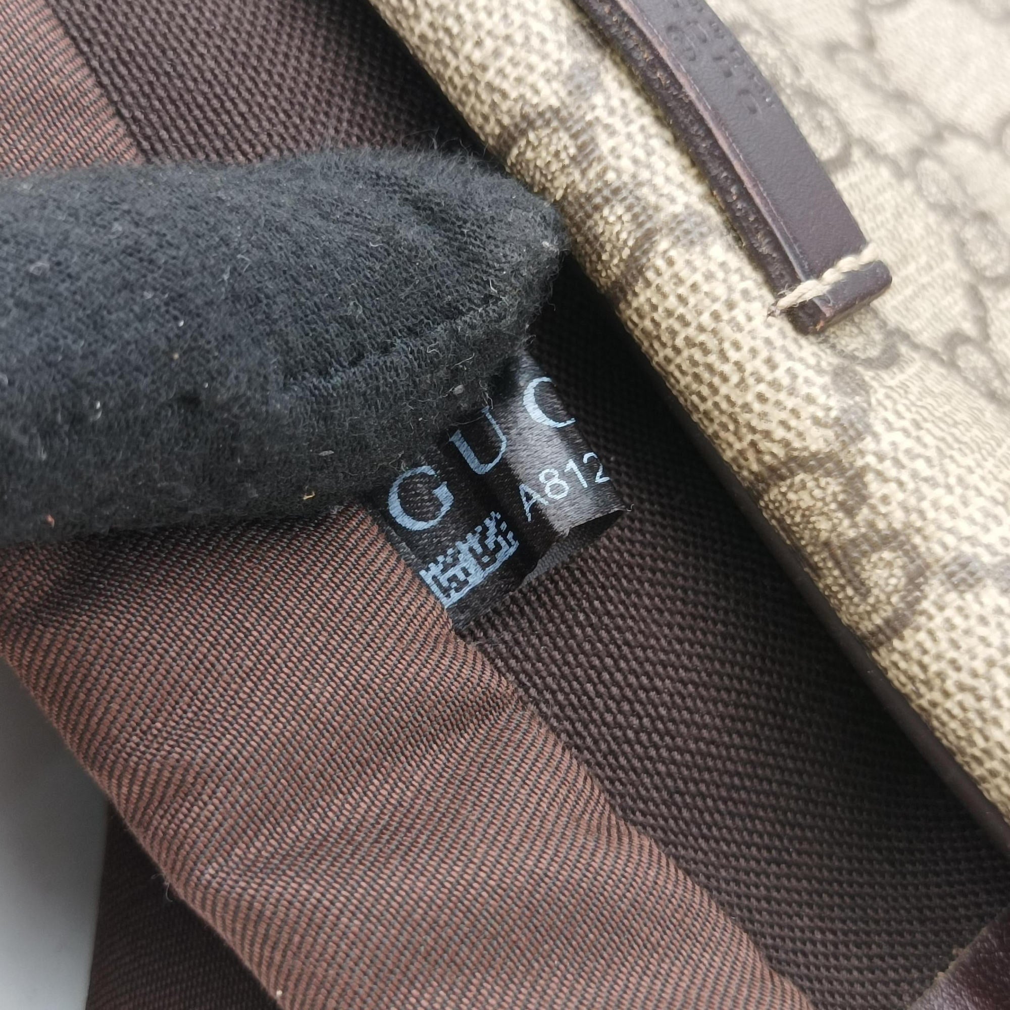 GG plus GG Supreme Briefcase Brown PVC coated canvasxLeather 201480 A8127099GGプラス GGスプリーム ブラウン PVCコーティングキャンバスxレザー 201480 A8127099